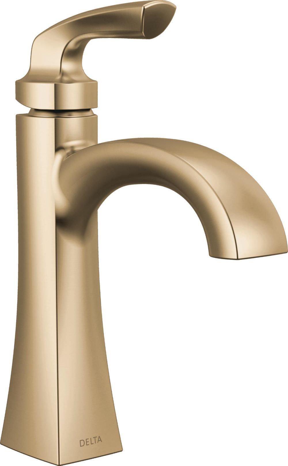 Delta 15895LF-CZ Lacey Champagne Bronze Single hole 1-handle WaterSense Mid-arc Residential Handle Bathroom Sink Faucet with Drain with Deck Plate