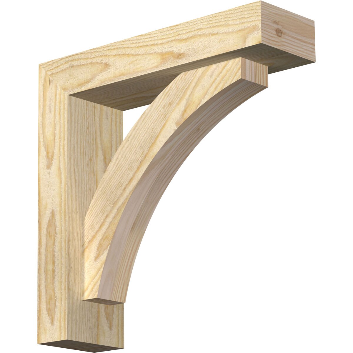 Ekena Millwork 1464005 Thorton block rough sawnbracket with offset brace 4-in x 14-in x 14-in Douglas fir Brown Wood Standard bracket