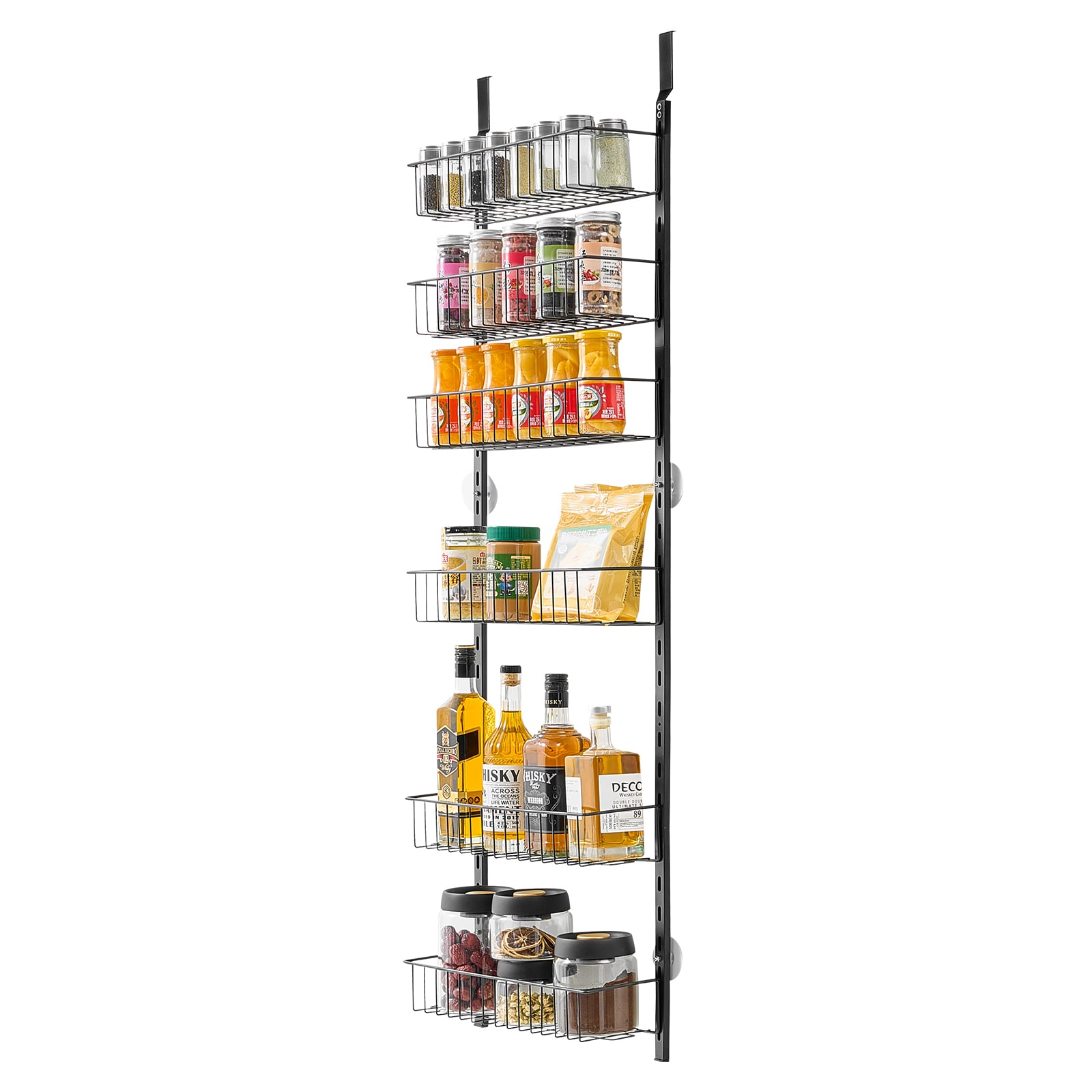 GIVIMO 8-Tier Black Steel Over-the-Door Pantry Organizer with Adjustable Hanging Shelves