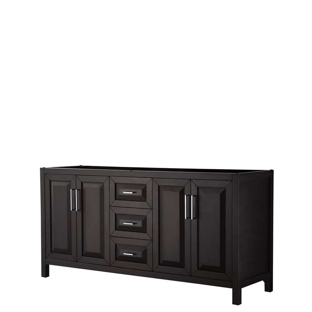 Wyndham Collection WCV252572DDECXSXXMXX Daria 72-in Dark Espresso with Polished Chrome Trim Bathroom Vanity Base Cabinet without Top