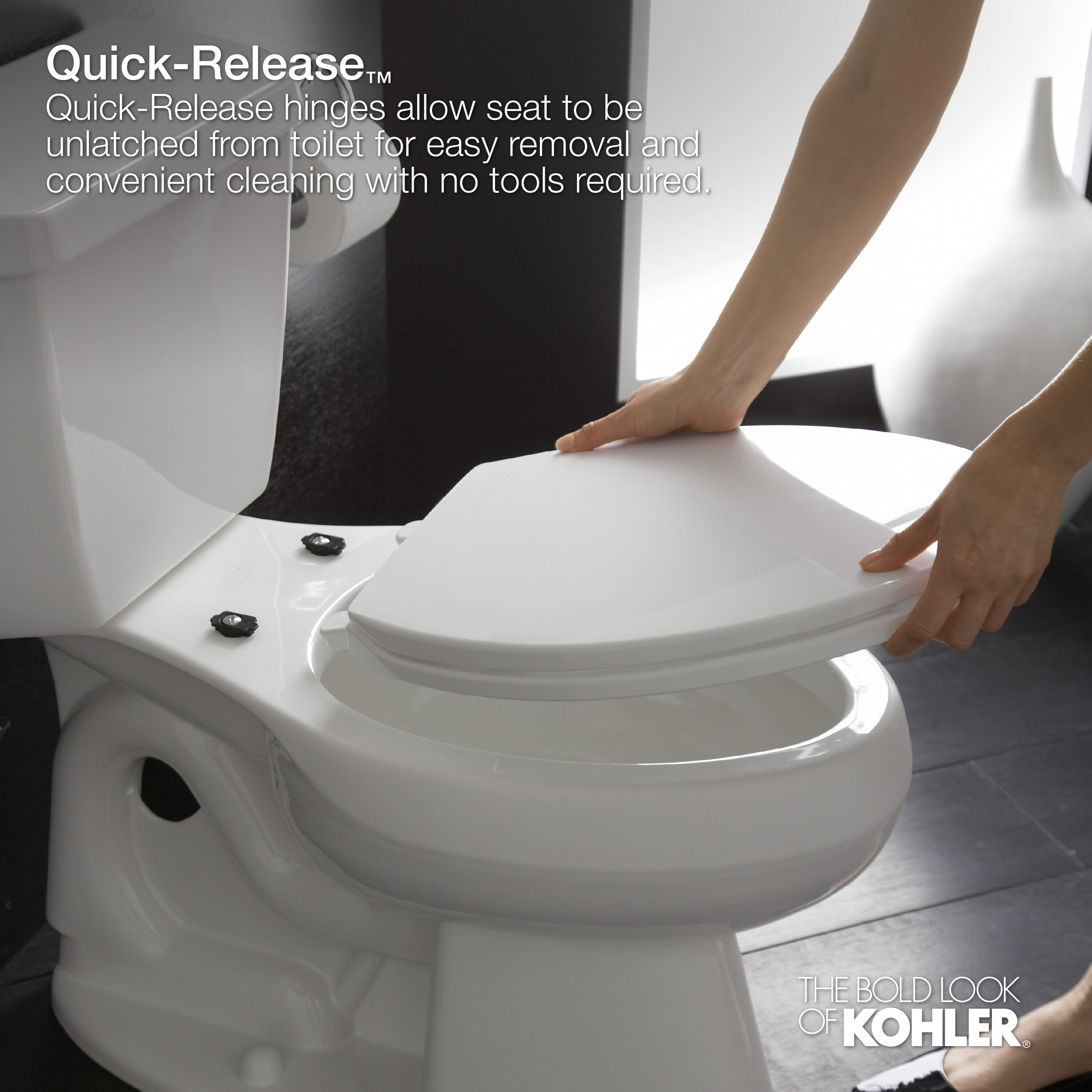 KOHLER Cachet Plastic White Round Soft Close Toilet Seat 4639-0 At ...