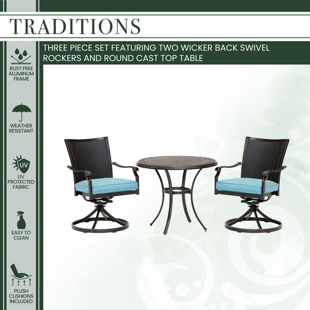 Hanover TRADDNWB3PCSWC-BLU Patio-Dining-Sets - View #2