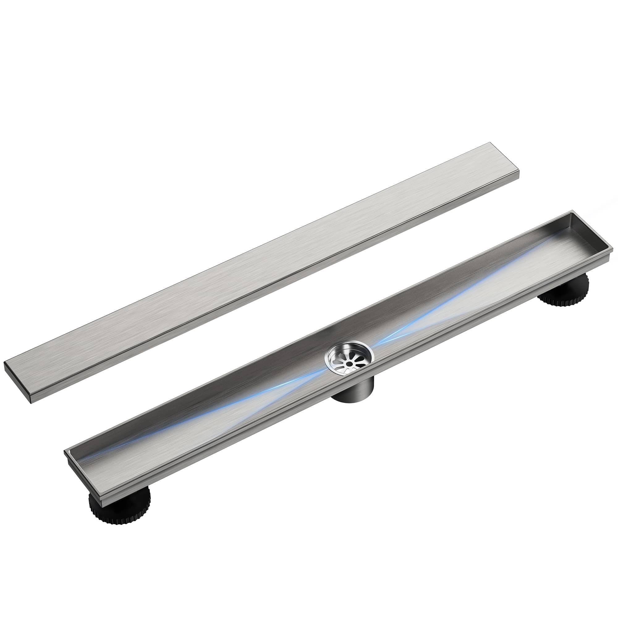 EVERSTEIN SFS-3069-NK Brushed Nickel 24-in Linear Shower Drain High-Performance Water Displacement