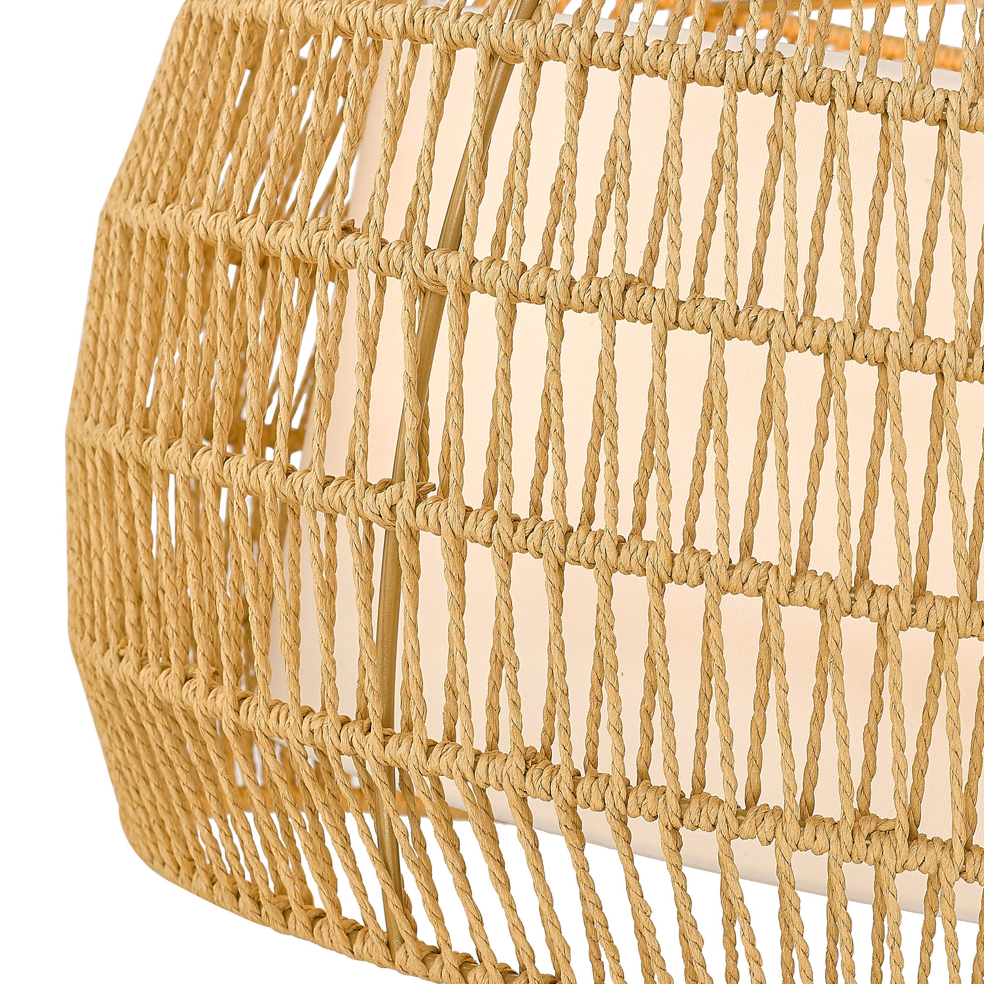 Everly Matte Black Drum Chandelier with Handwoven Rattan Detail