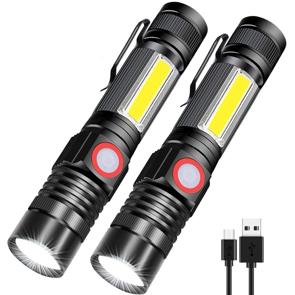AOIZGMY  1 Piece Rechargeable LED Flashlight 1000 Lumens Magnetic Base 4 Modes Zoomable Waterproof Compact Light for Camping Emergency 4.96 Inch