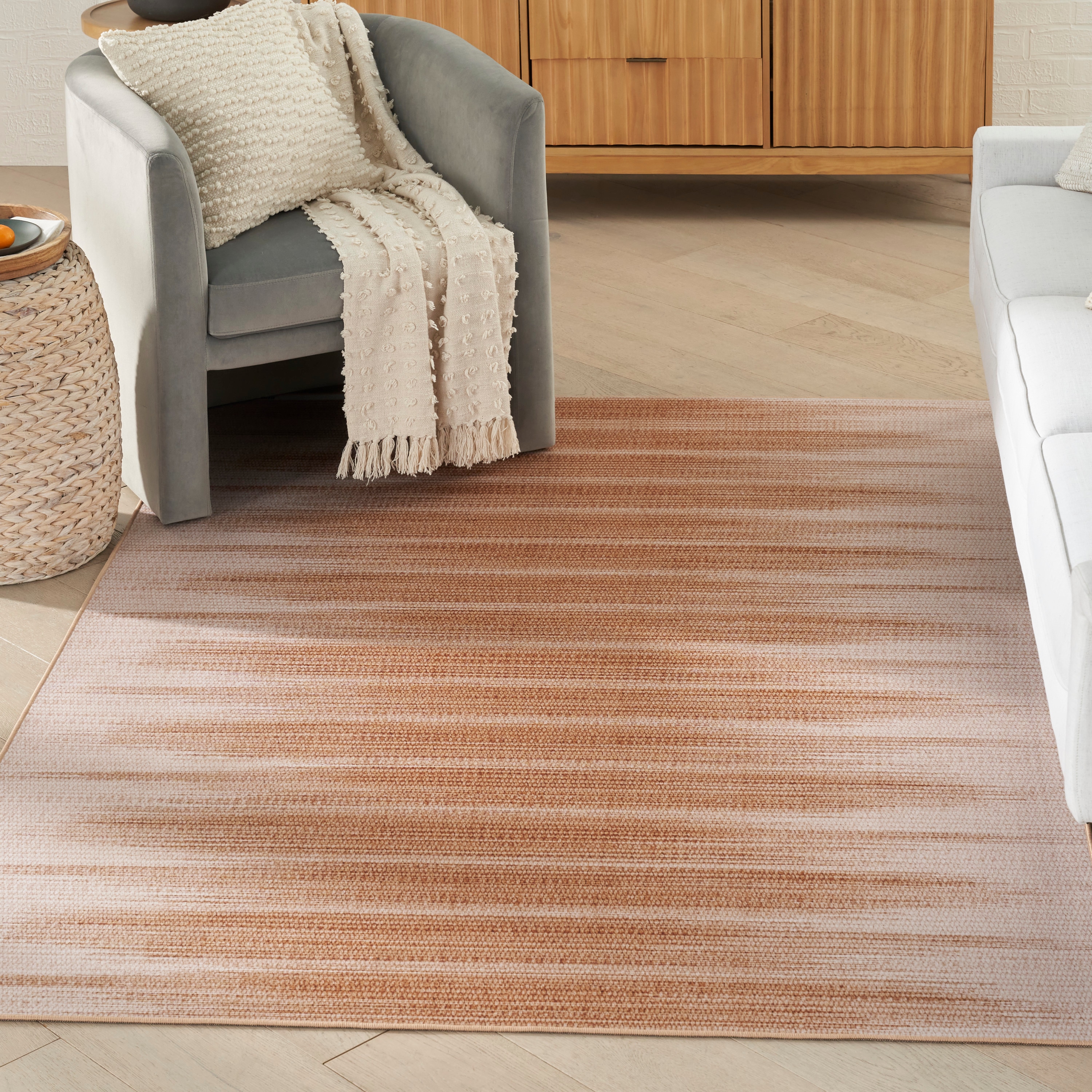 Brown and Beige Abstract Flat Woven 6' x 9' Rug