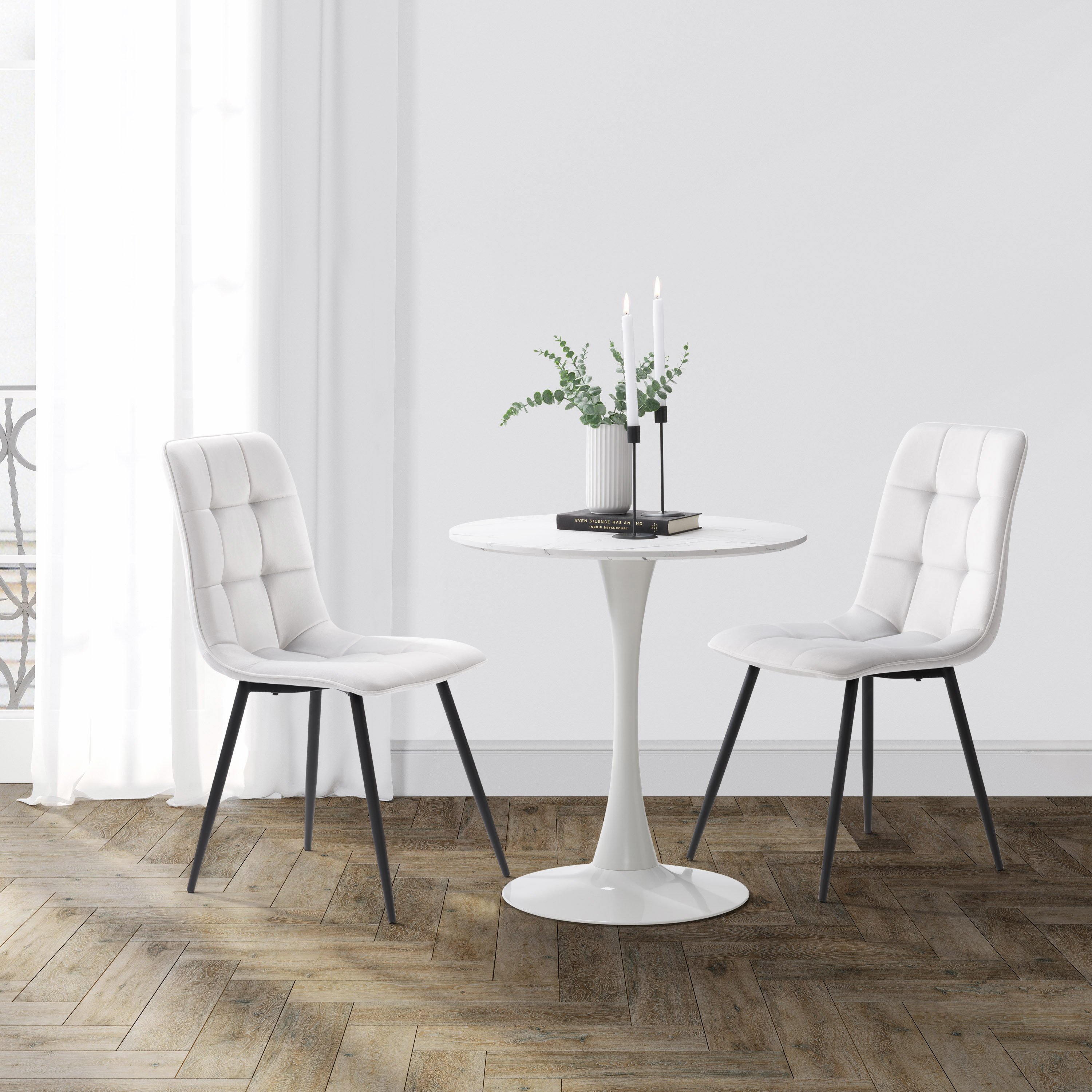 Nash Luxe Velvet Upholstered Side Chair with Black Metal Legs