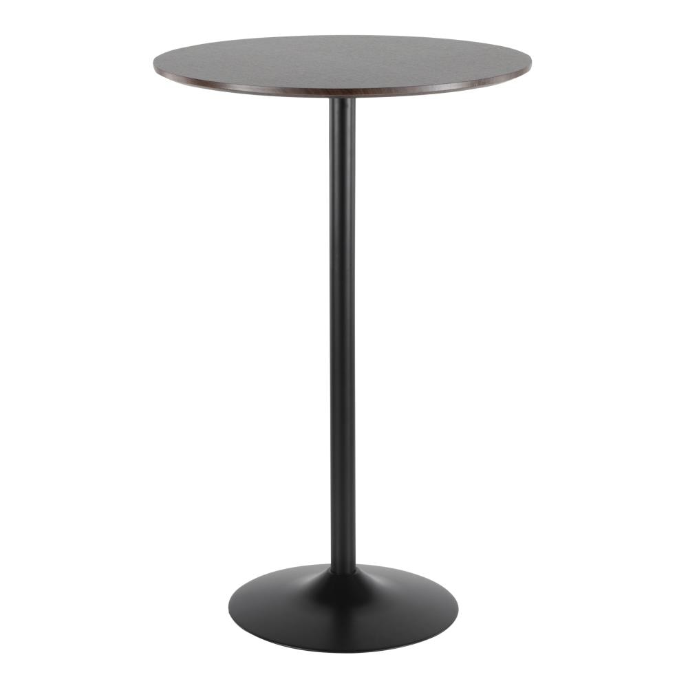 LumiSource TB-PEB BK+E Pebble Black Metal, Espresso Wood Round Traditional Extending Adjustable Table, Wood with Black Metal Pedestal Base 42.5-in L x 42.5-in H