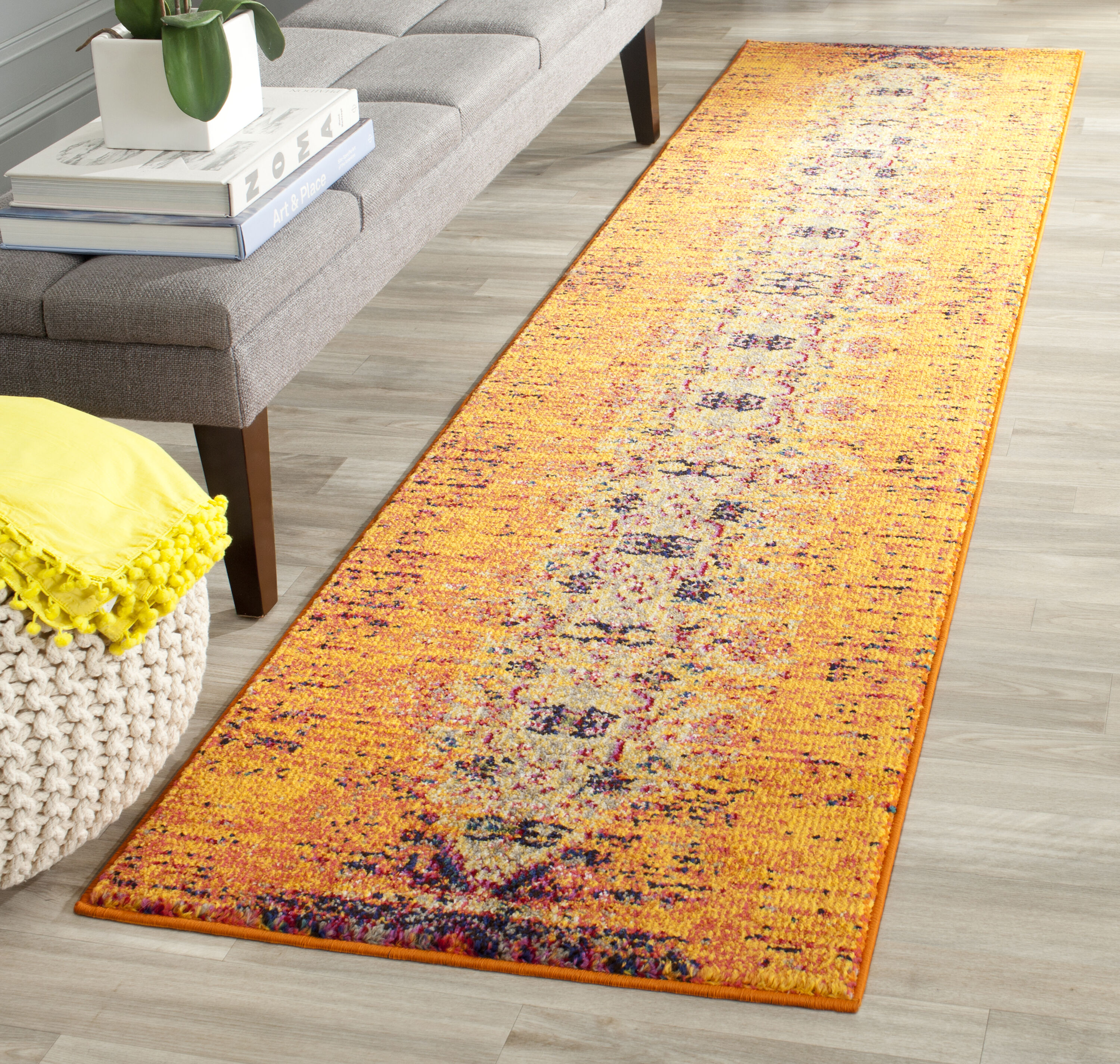 Yellow Carpet Overdyed Rug Muted Rug Rug for Livingroom 