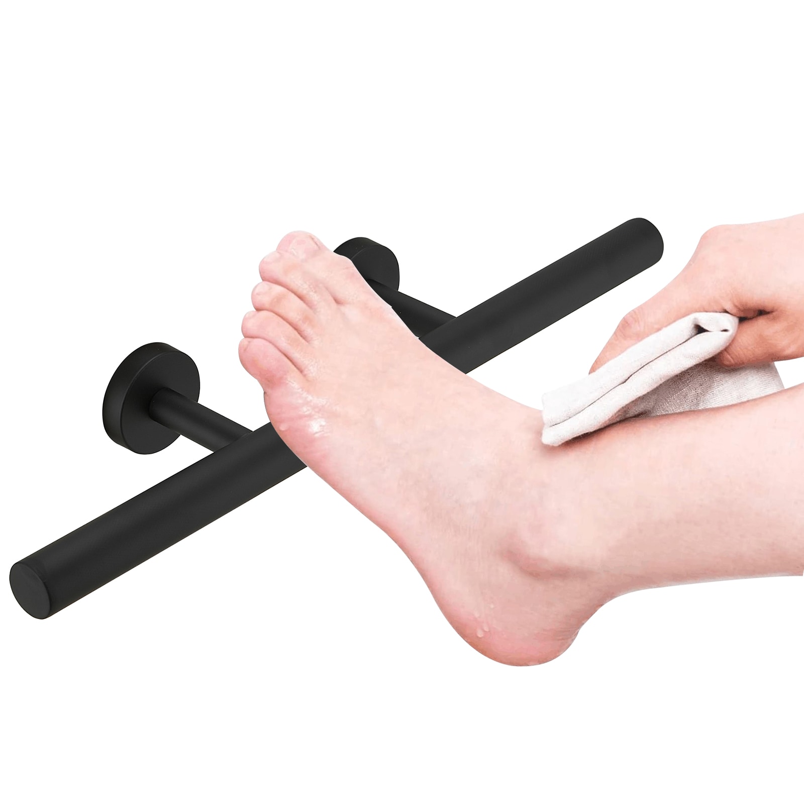 BWE A-91070-B 4 Matte Black Wall mount Grab Bar ( 120-lb Weight Capacity )