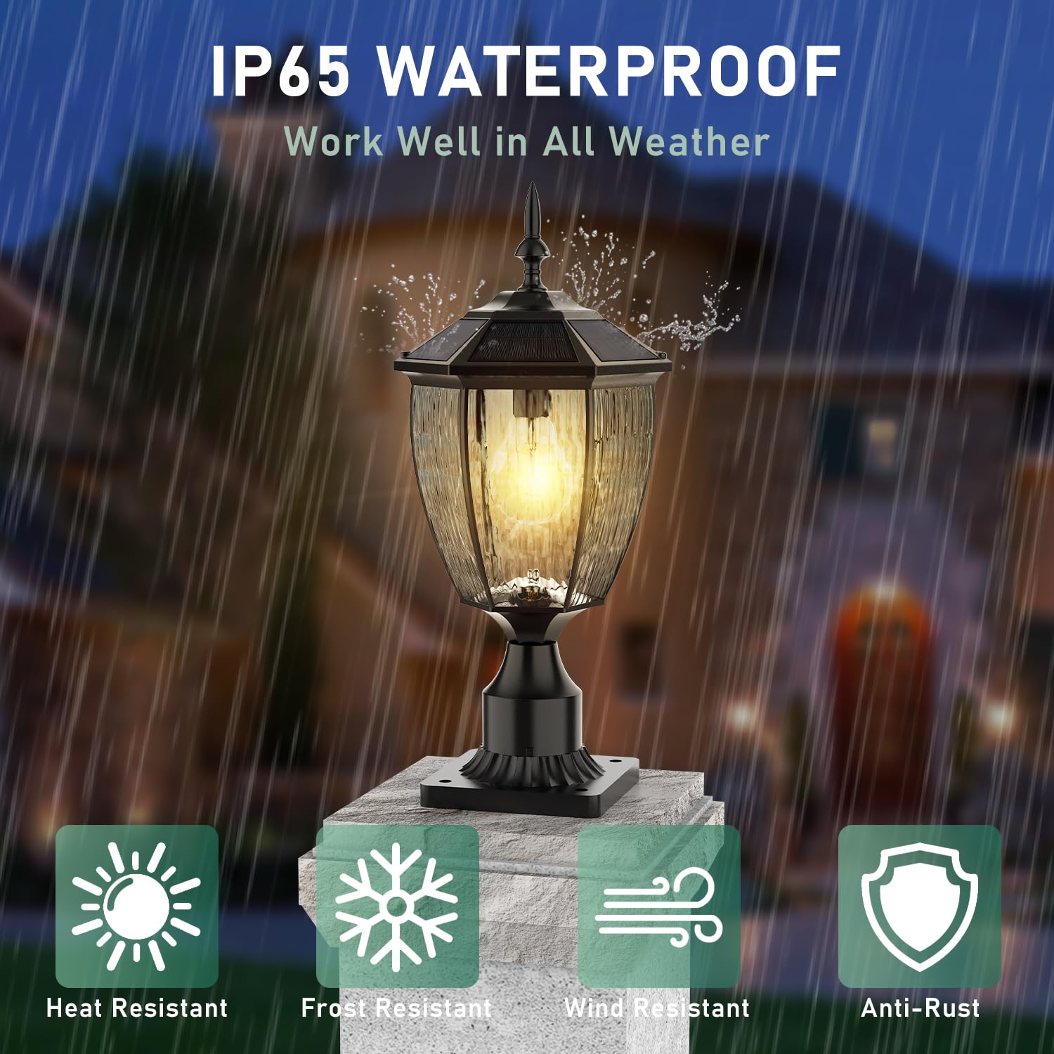 Vrbgify Solar Post Lights Outdoor Waterproof with Pier Mount Base ...