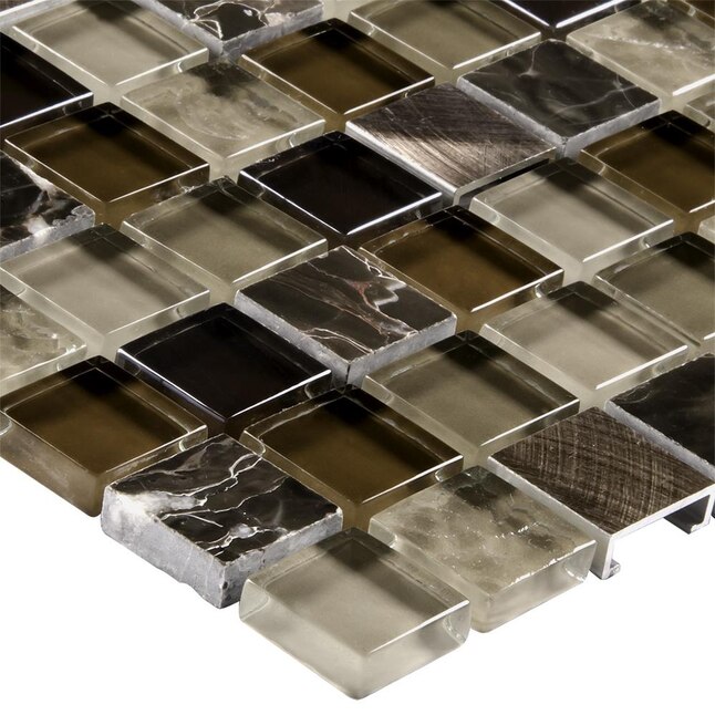 Elida Ceramica 6-in x 6-in Glass and Metal Uniform Squares Mosaic Tile Sample Elida Ceramica 6-in x 6-in Glass and Metal Uniform Squares Mosaic Tile Sample