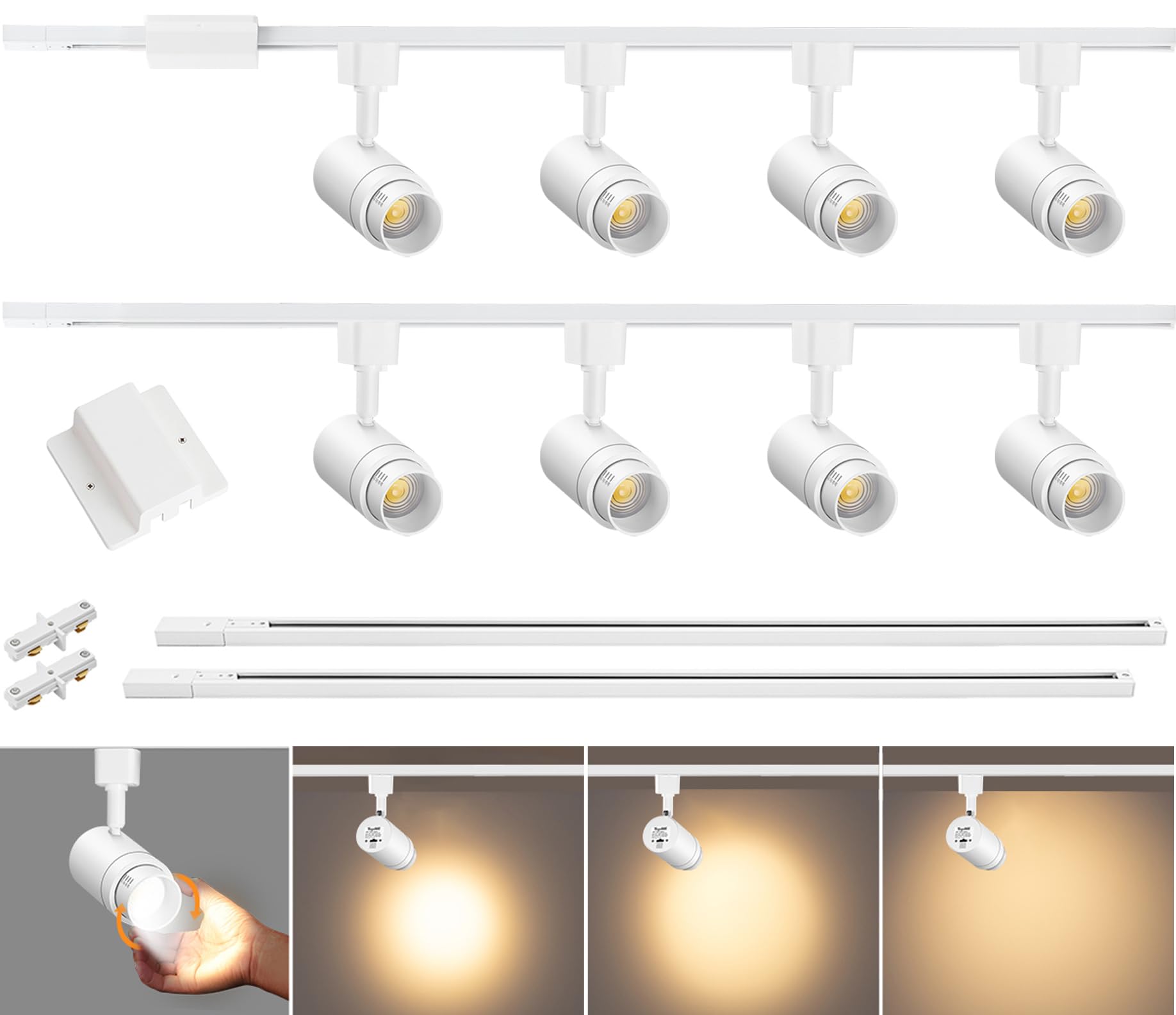 Vrbgify Zoomable 8-Light LED Track Lighting Kit with 6.6FT H Track Rail ...