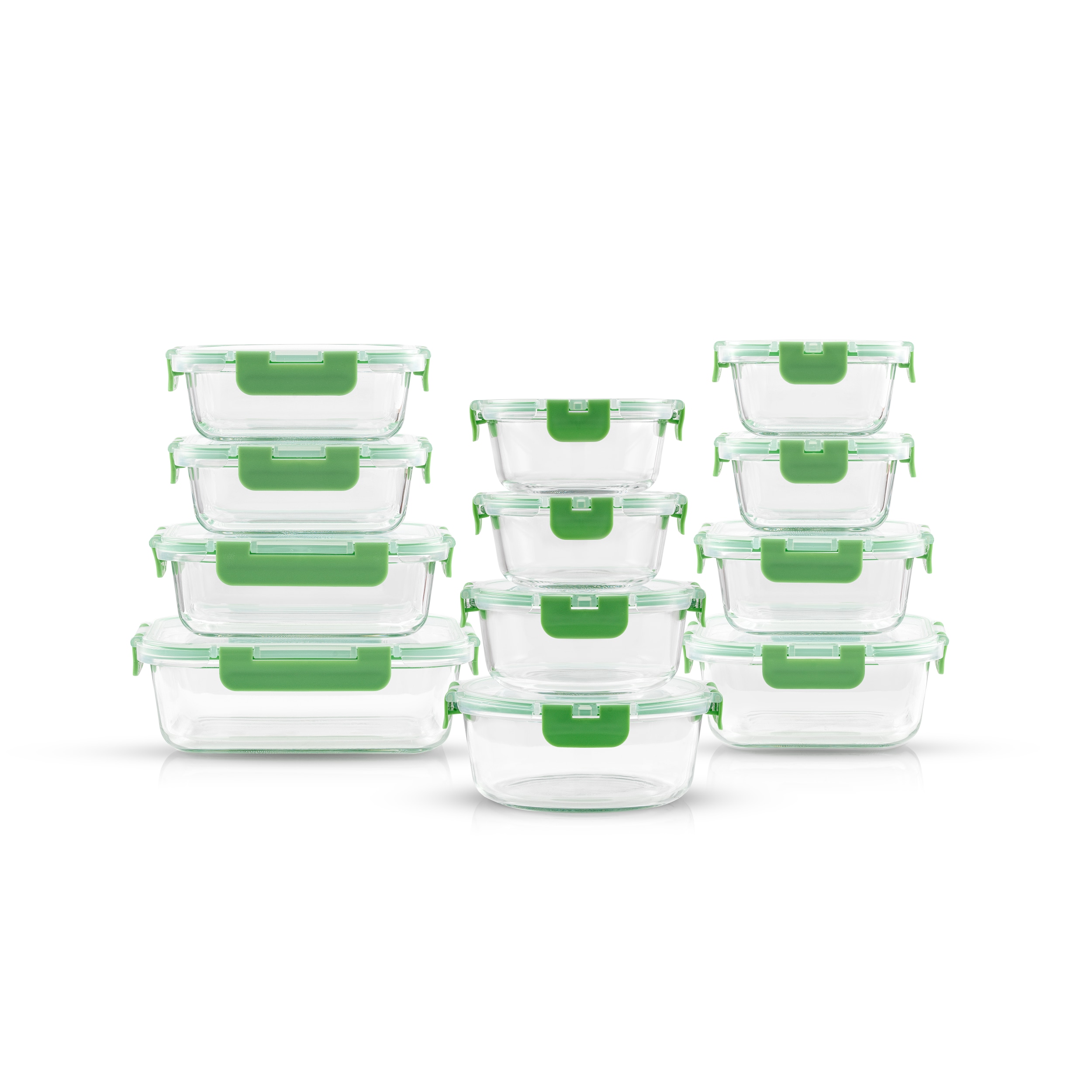 JoyJolt 24-Pack Multisize Glass BPA-Free Reusable Food Storage Container Set  with Lid in the Food Storage Containers department at
