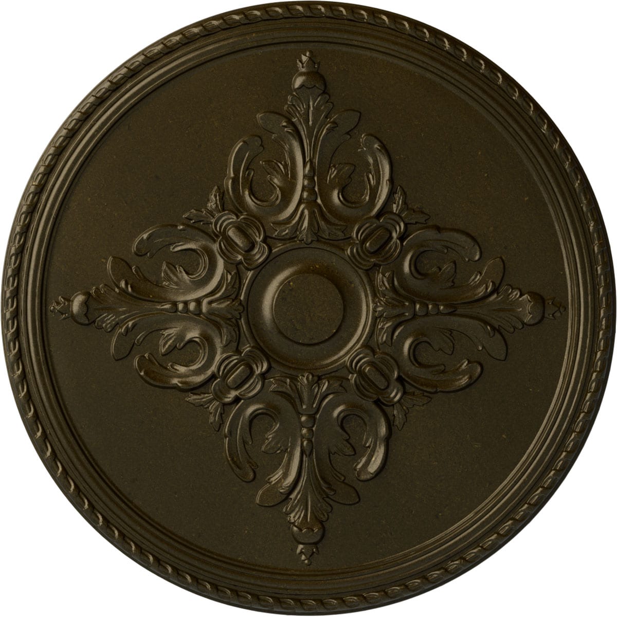Ekena Millwork CM40MIGGS Milton 40.625-in W x 40.625-in L Painted Green Gold Polyurethane Whole Ceiling Medallion
