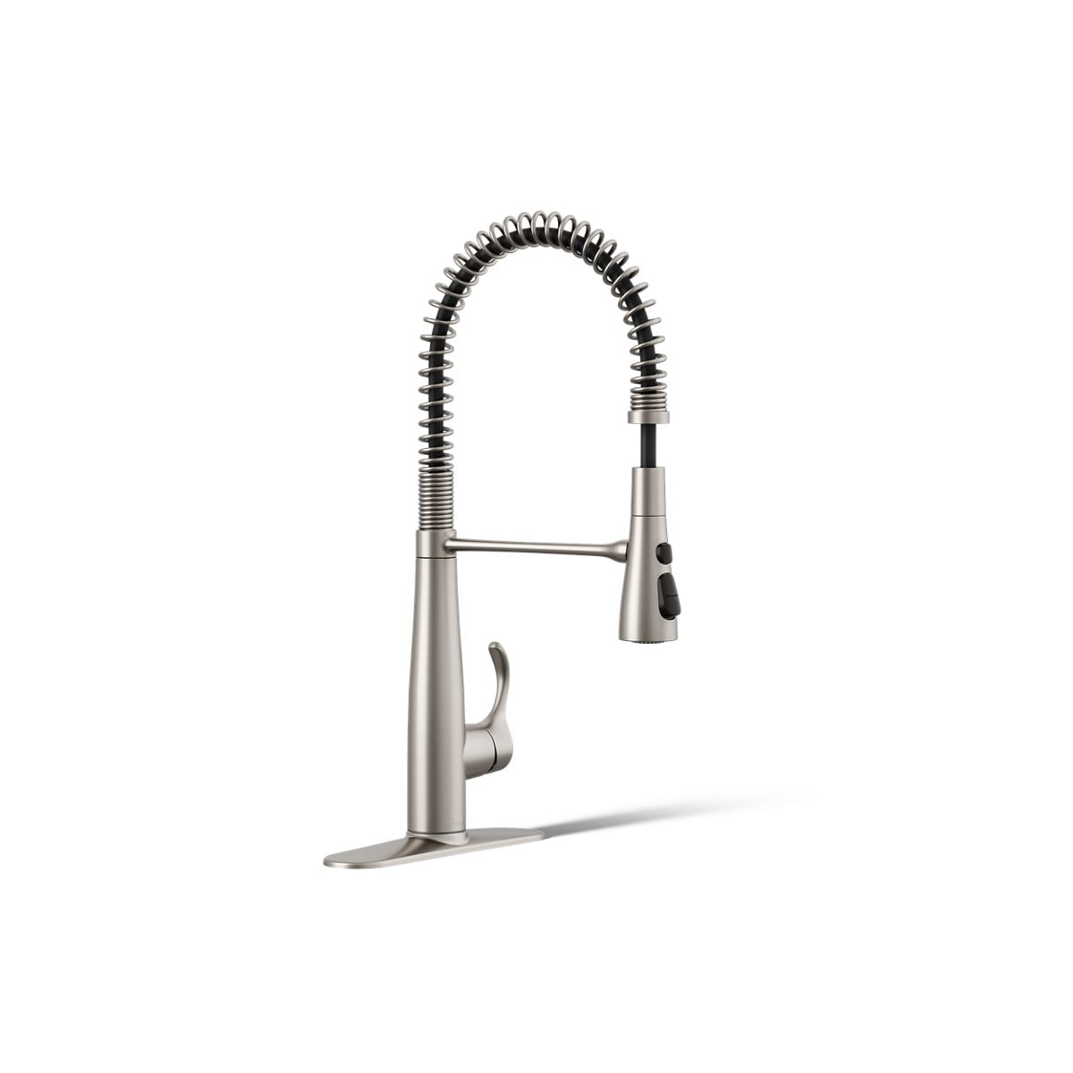 KOHLER 22033-VS Simplice Pre-Rinse Spring Vibrant Stainless Single Handle Deck-mount Pull-down Kitchen Faucet with Sprayer