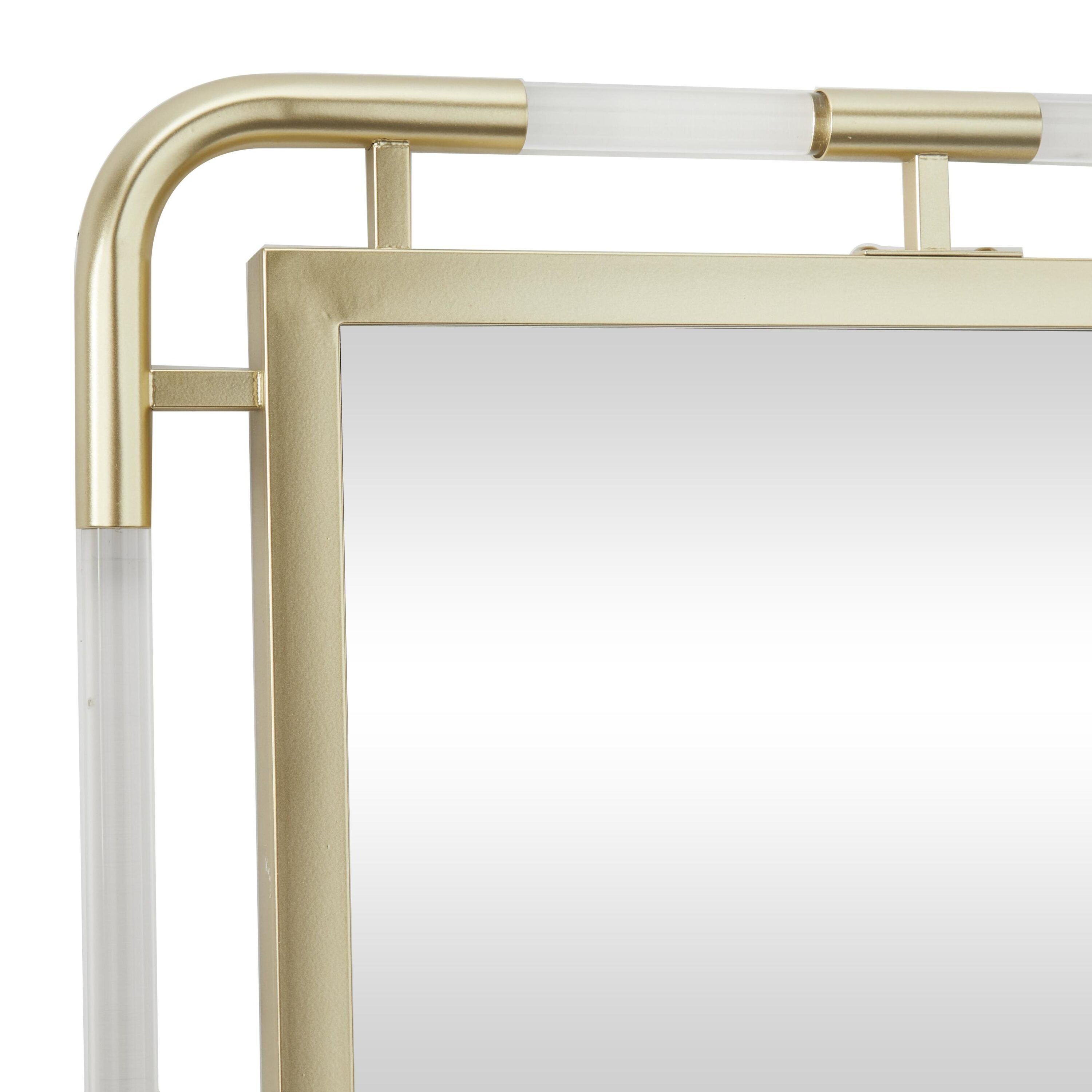 Modern Gold Rectangular Wall Mount Mirror with Acrylic Details