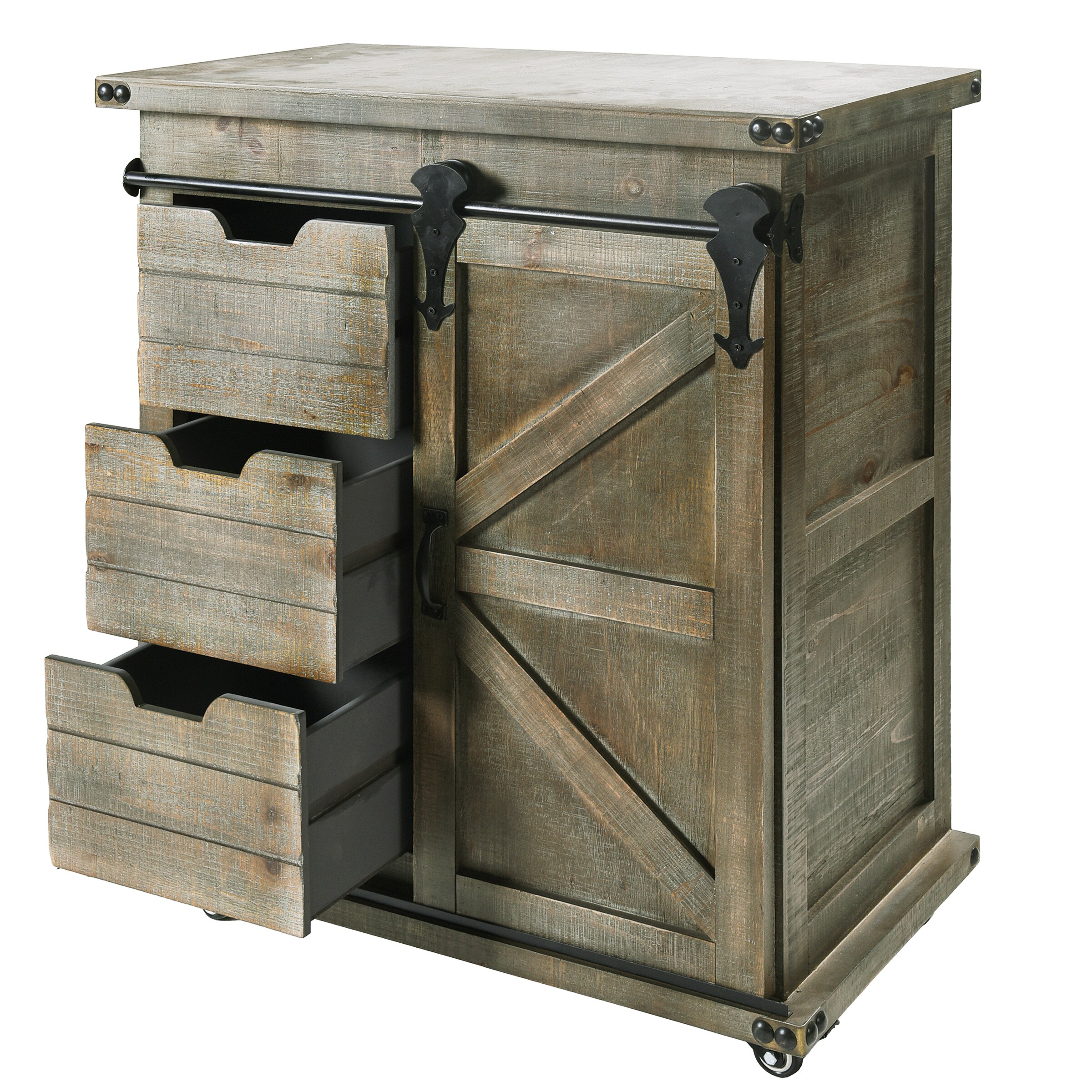 StyleCraft Home Collection Gray Rustic Wood Media Cabinet in the 