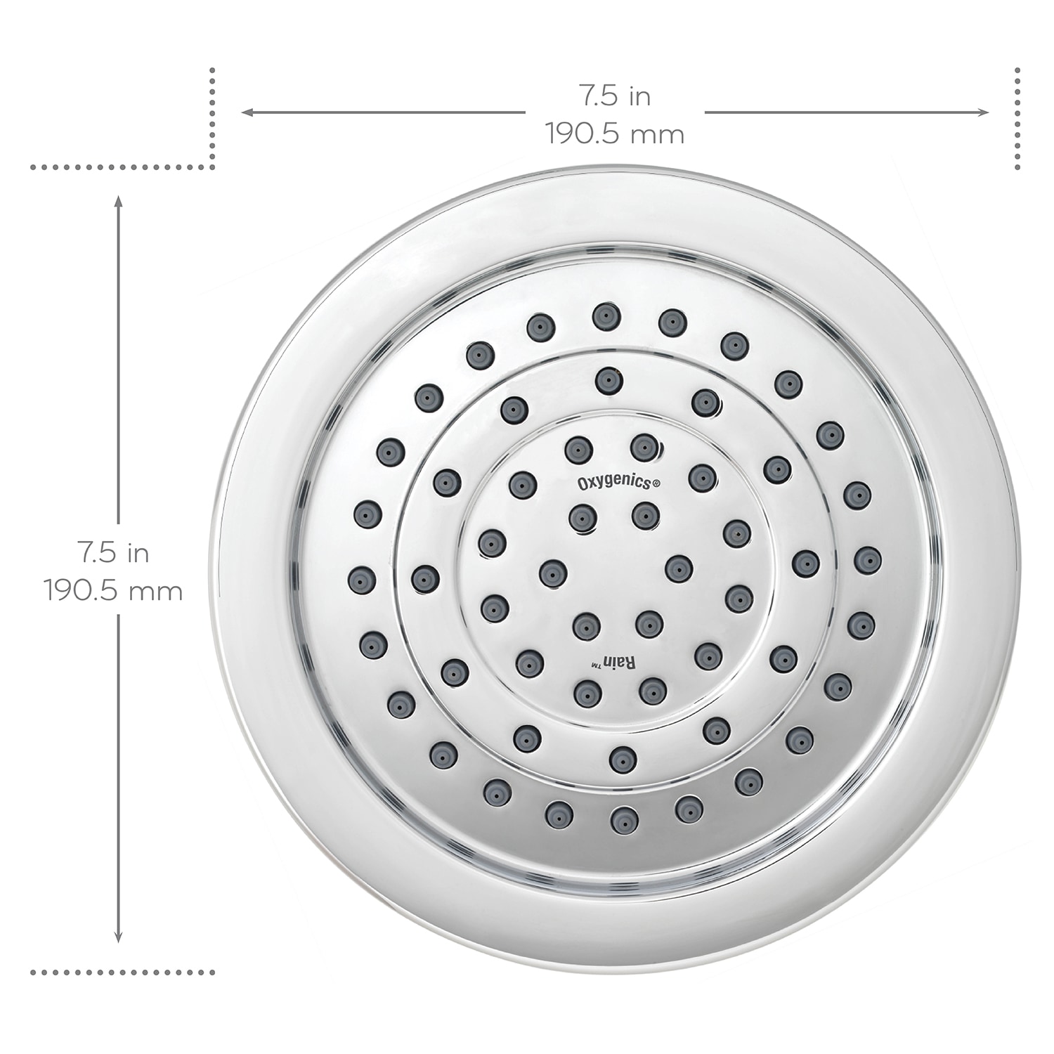 Oxygenics Chrome 7.5-in Round Fixed Rain 1.75 GPM 45268 at Lowes.com