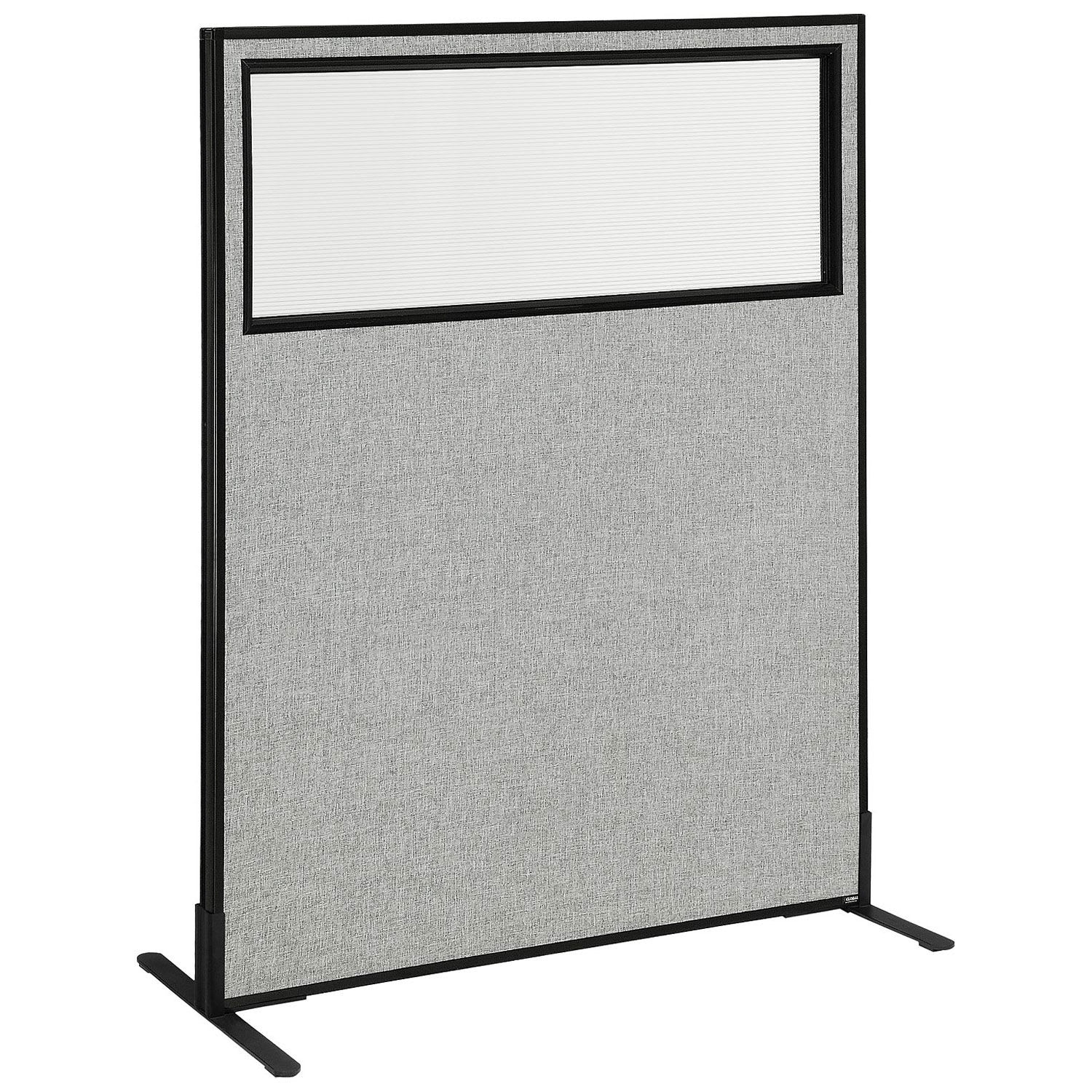Global Industrial 694676WFGY 48-14-inW x 60-inH Freestanding Office Partition Panel with Partial Window Gray