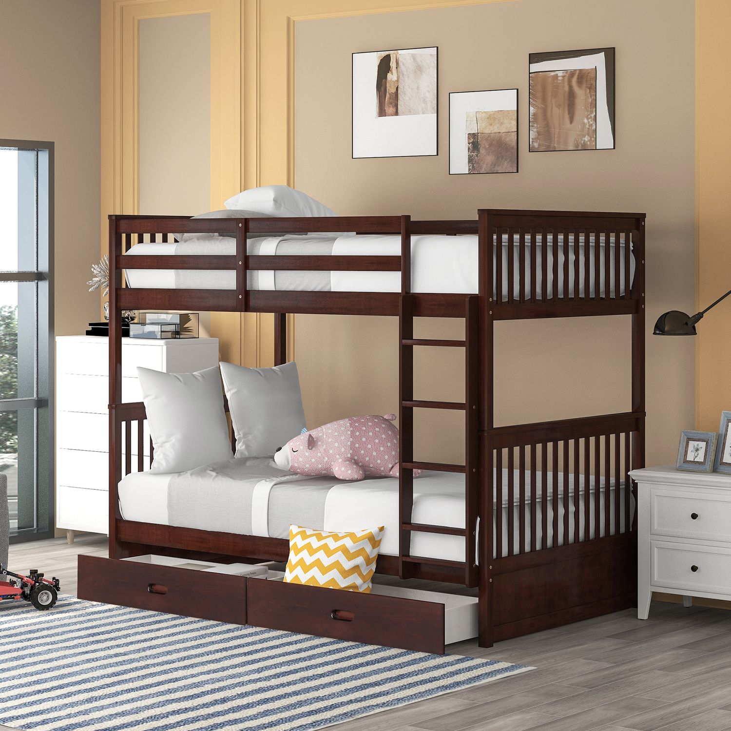 JASMODER LT000265AAP Espresso Twin Composite Platform Bed with Storage
