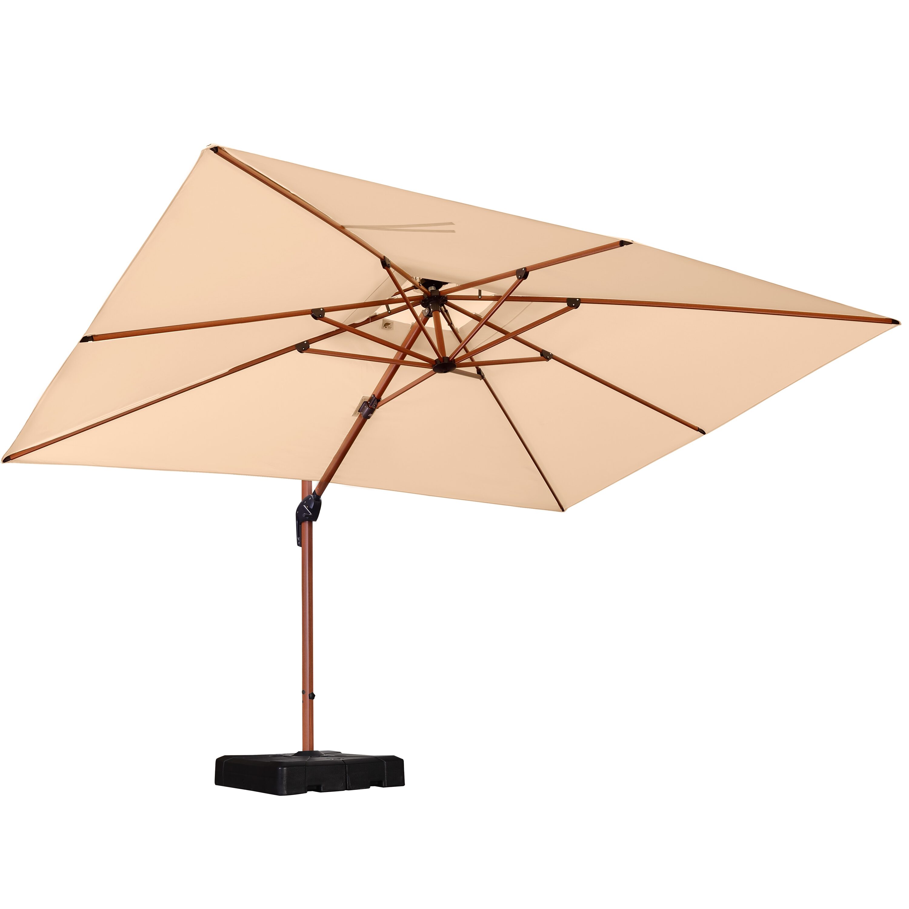 PURPLE LEAF LSGLRRCM1013-KK 13-ft Aluminum Beige Crank Cantilever Patio Umbrella