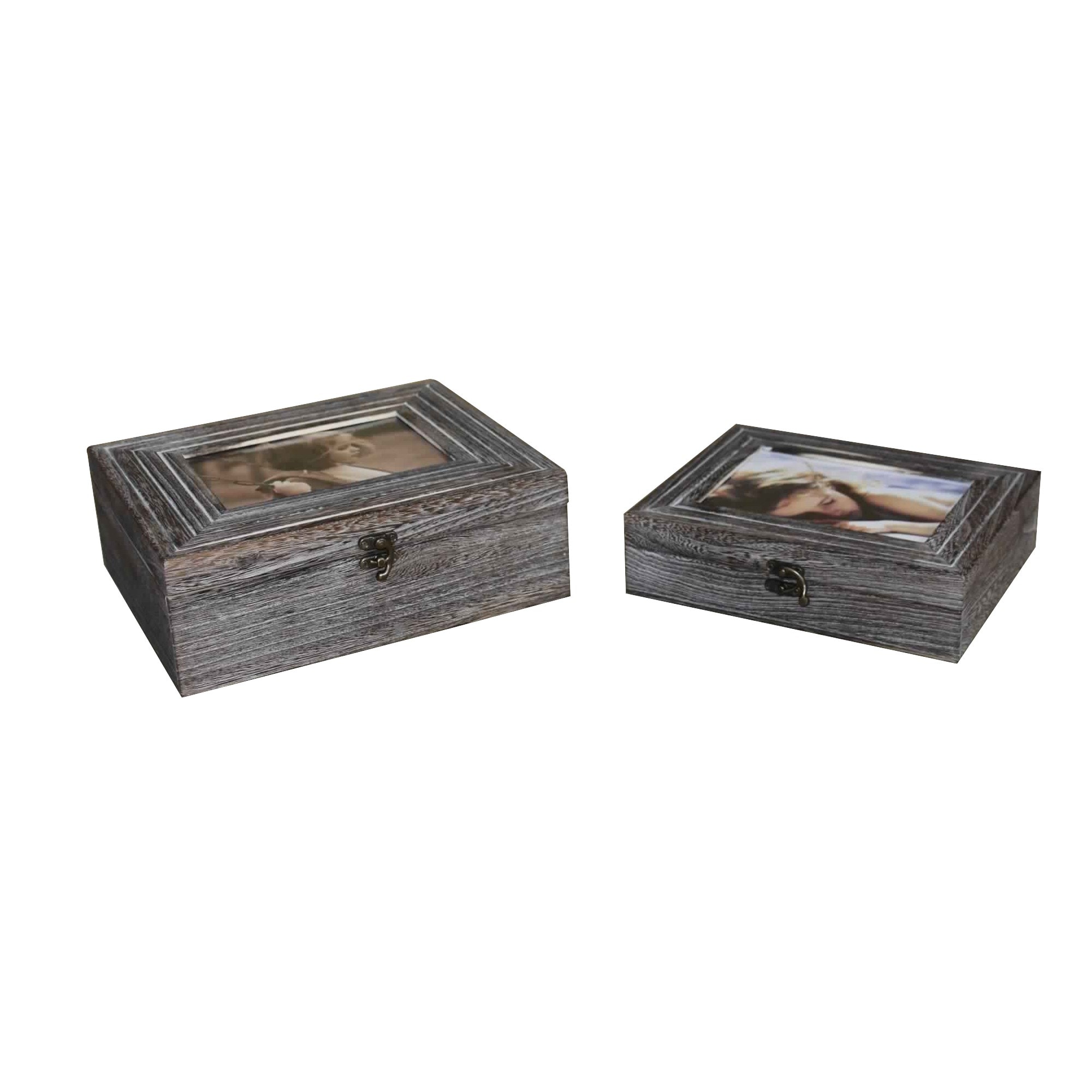 Benzara BM231489 2 -Pack ( 8-in W x 5-in H x 11.5-in D ) Gray Wood Magazine file