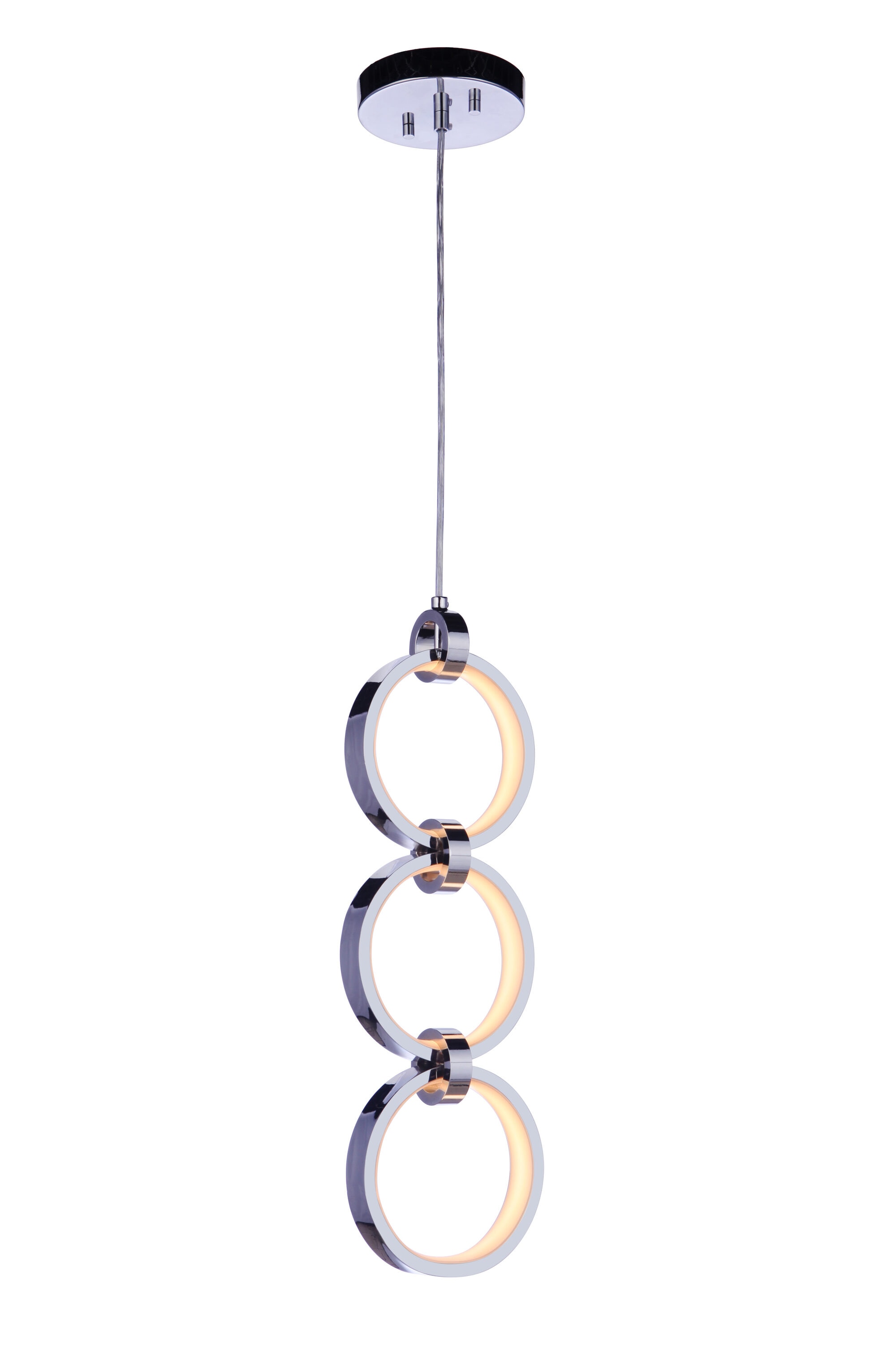 Modern Black and Chrome LED Pendant Light with Aluminum Rings