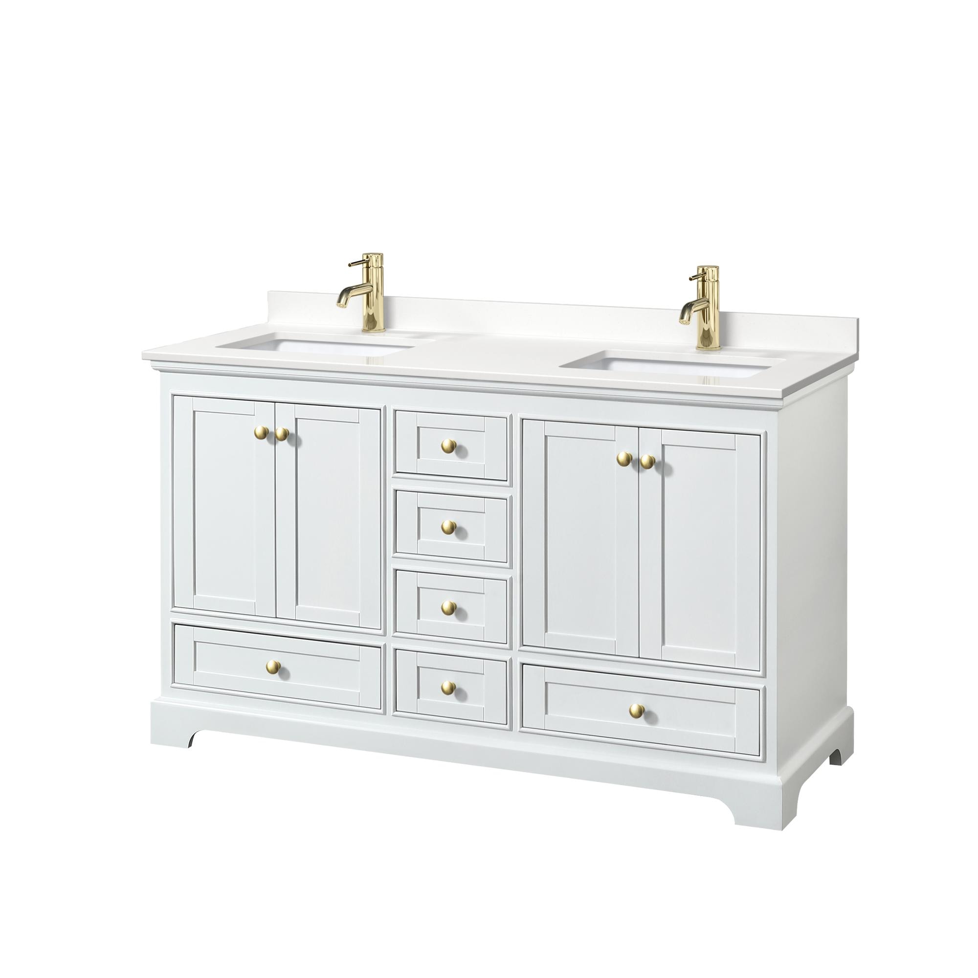 Wyndham Collection Deborah 60-in White Undermount Double Sink Bathroom Vanity with White Quartz Quartz Top