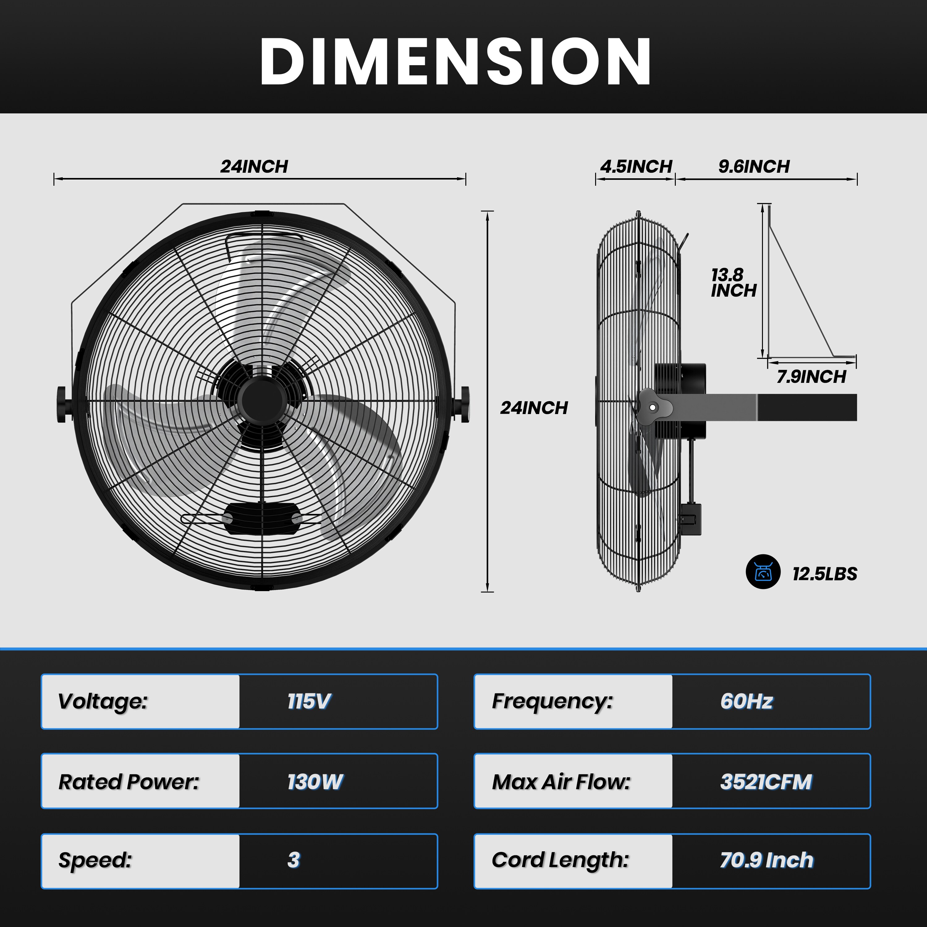 Kahomvis DHS-QPF2-452 Wall-Mounted-Fans - View #8