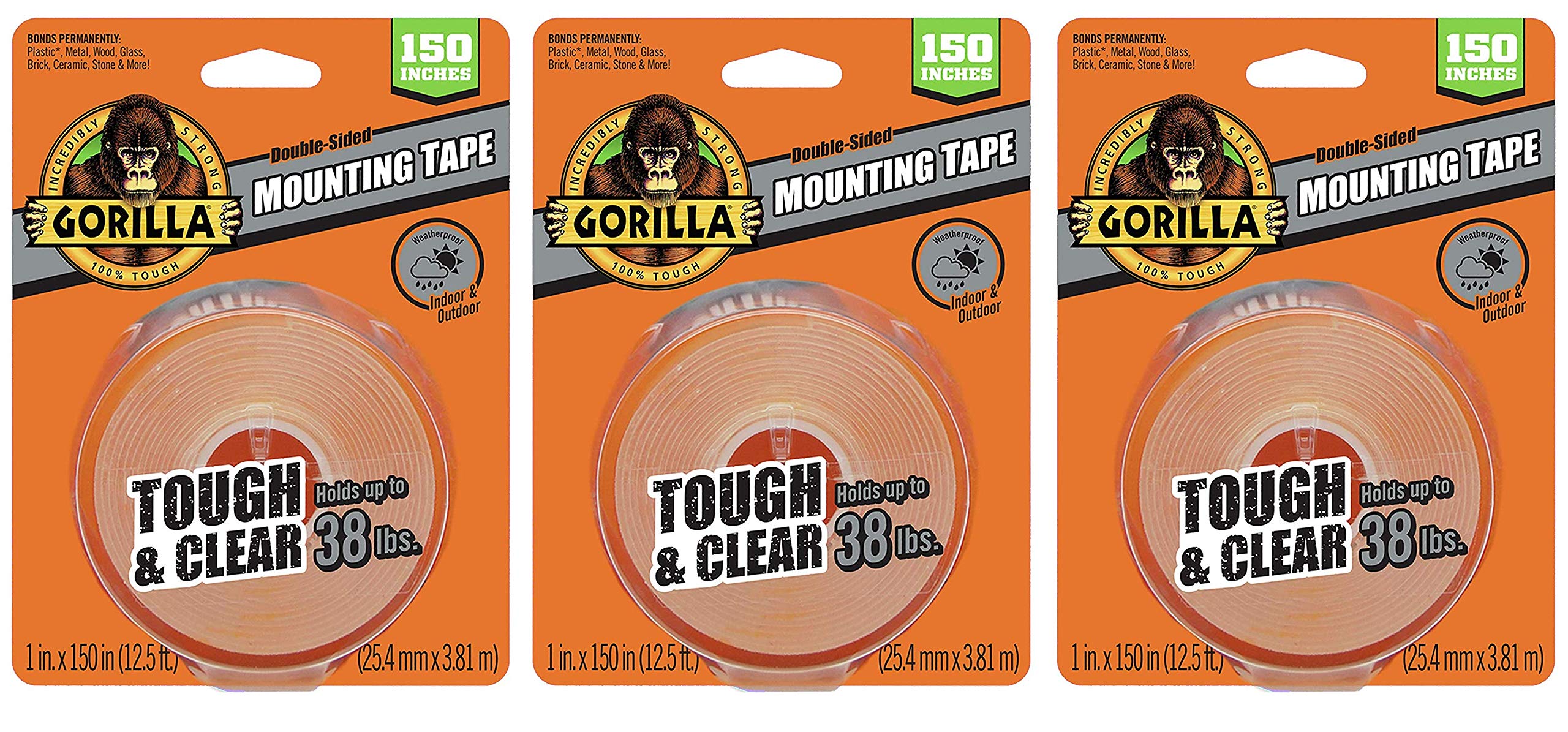 Gorilla  6036002 Tough Clear XL Mounting Tape 150 inches Clear ( hr P ck)