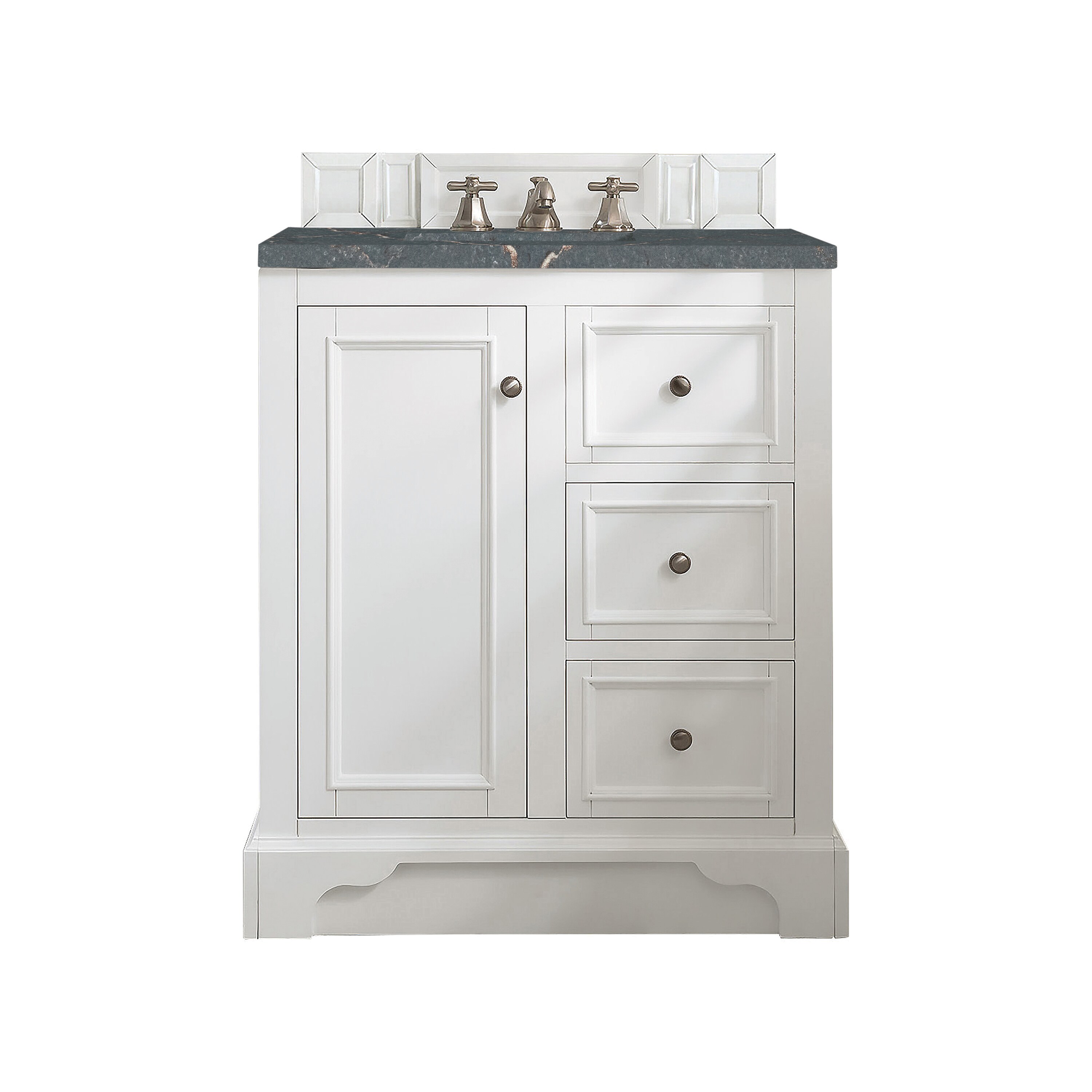 James Martin Vanities 825-V30-BW-3PBL De Soto 31-in Bright White Undermount Single Sink Bathroom Vanity with Parisien Bleu Quartz Top