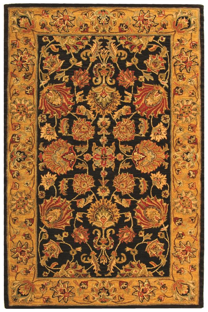 Safavieh HG343E-5 Heritage Kavili 5 x 8 (ft) Tufted Wool Charcoal/Gold Rectangular Indoor Floral/Botanical Oriental Area rug