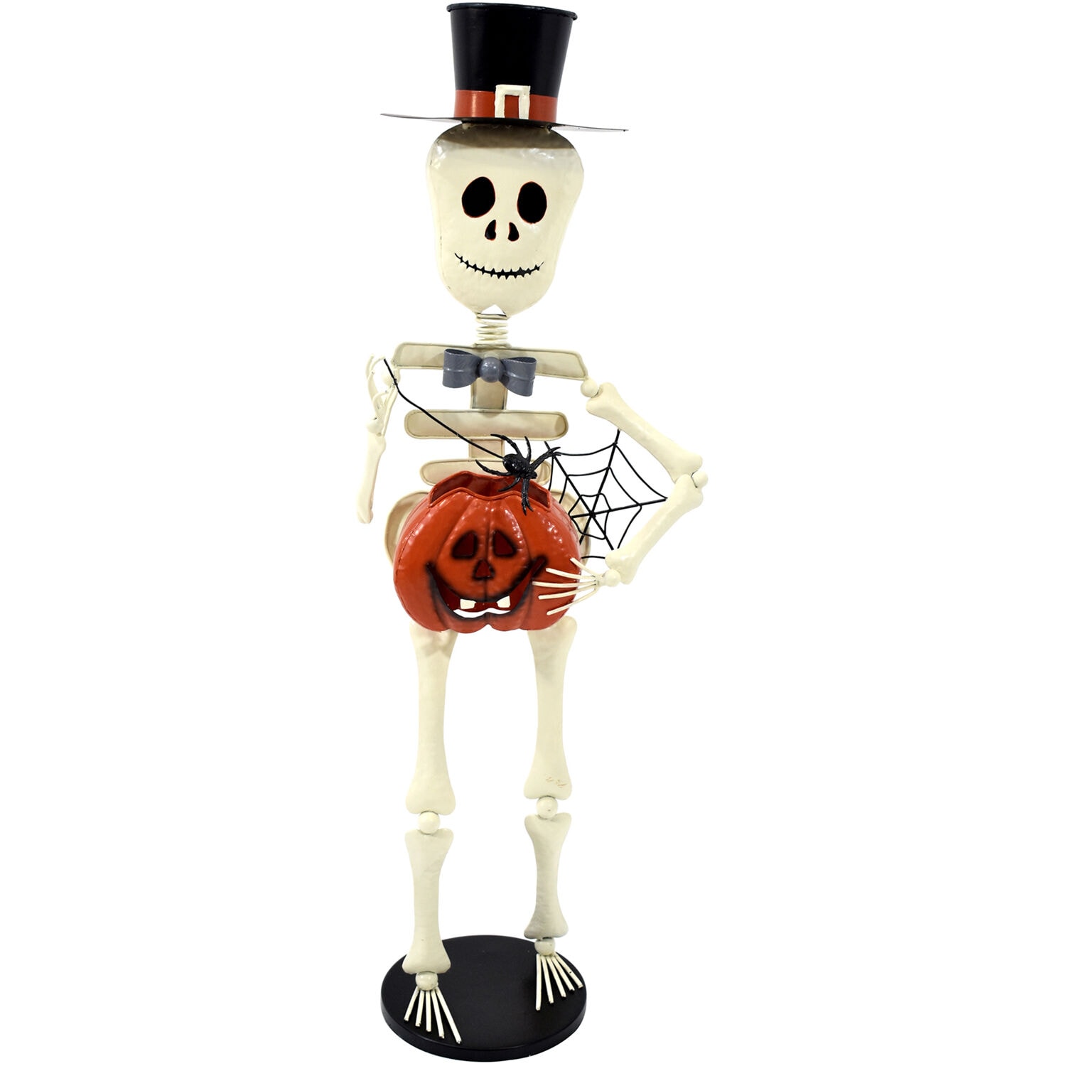 Haunted Hill Farm HHMTSKEL033-0WH 33-Inches Freestanding Jack-o-lantern Figurine
