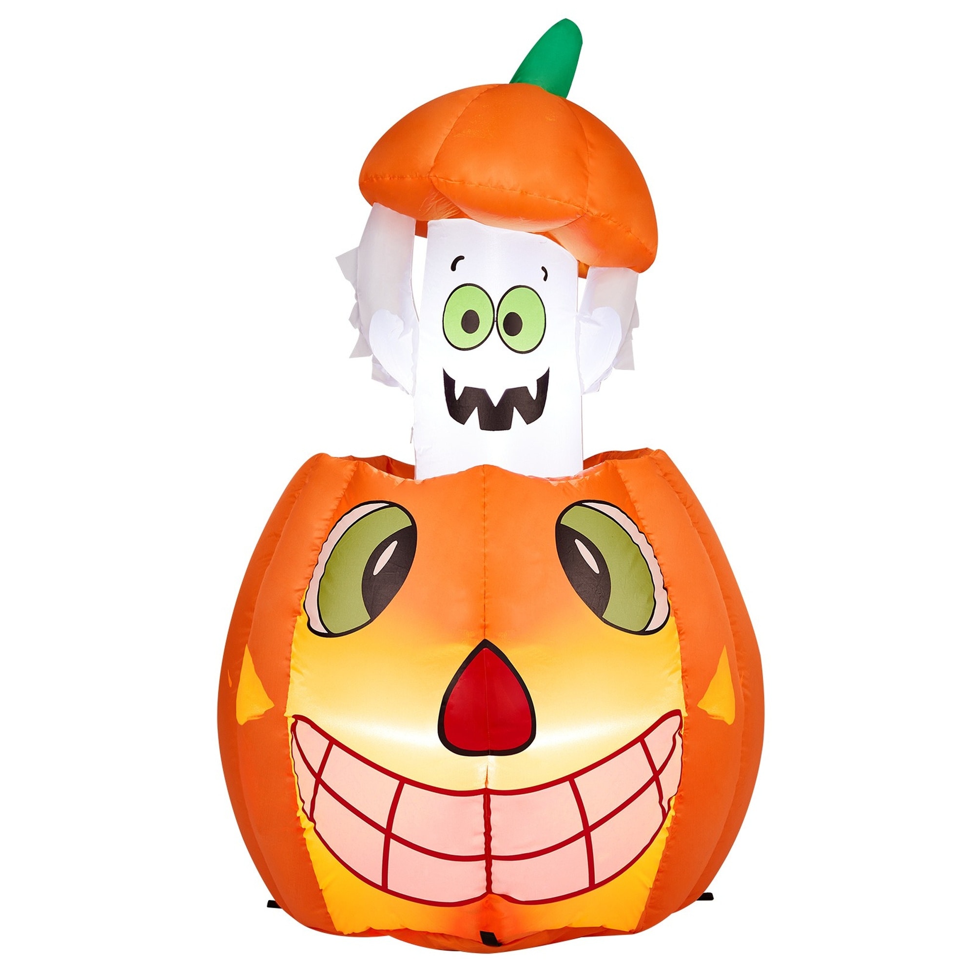Wudkey 2.8 ft 2-LED White Halloween Inflatable Pumpkin Ghost Yard Decor