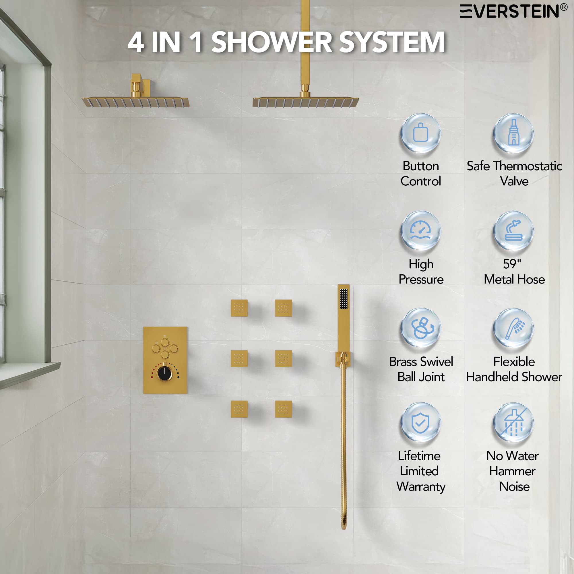 EVERSTEIN SFS-1032-GD12 Tub-Shower-Faucets - View #2