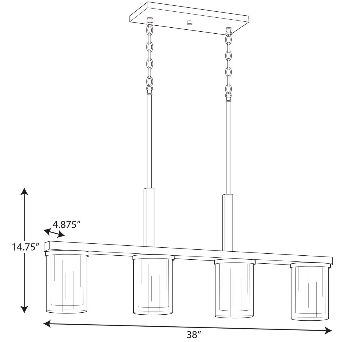 Progress Lighting Mast 4-Light Brushed Nickel Farmhouse Etched Glass ...