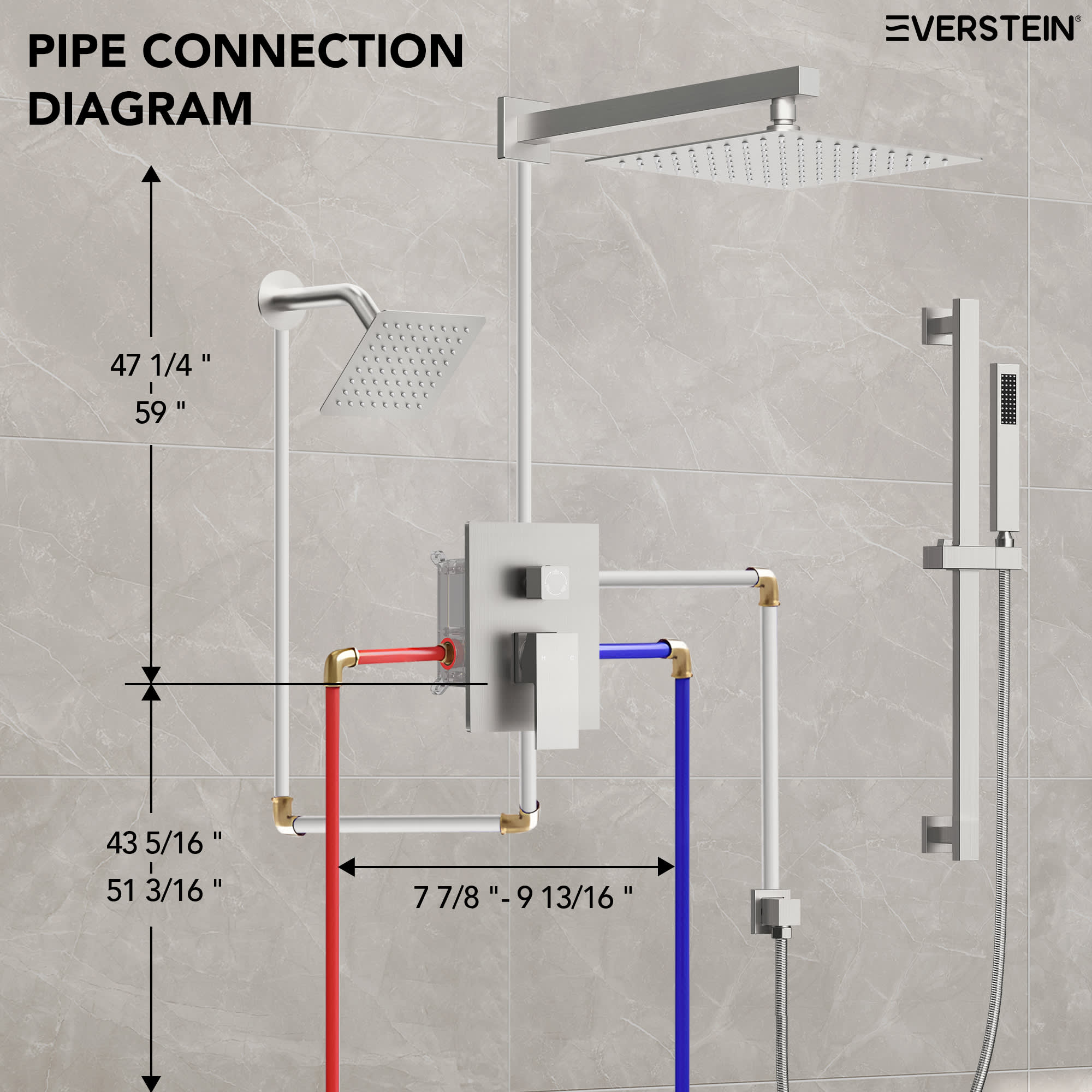 EVERSTEIN SFS-1059-NK10 Showerhead-Bar-Panels - View #11