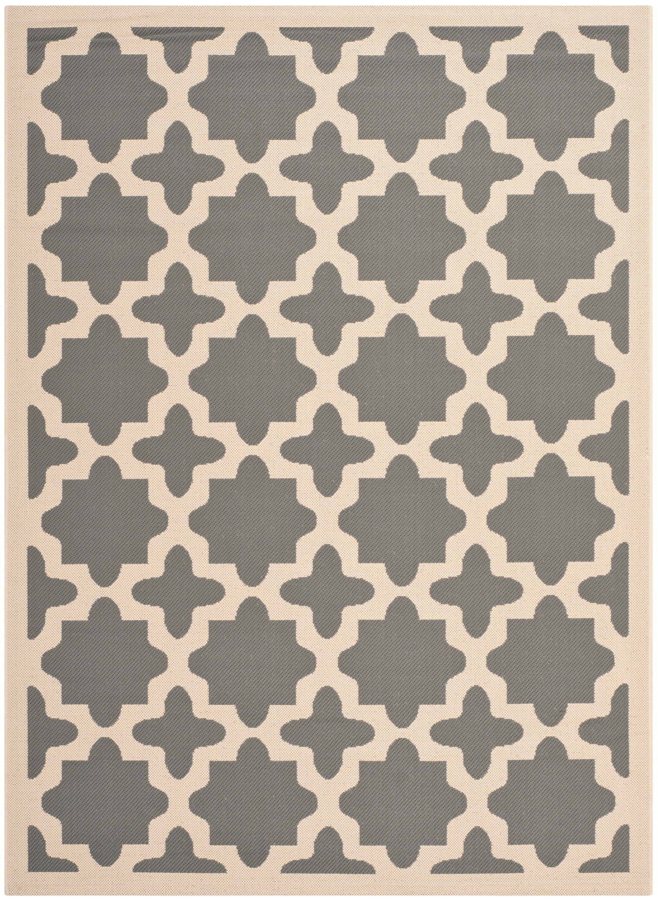 Safavieh CY6913-246-4 Courtyard Hawi 4 x 6 (ft) Loomed Polypropylene Anthracite/Beige Rectangular Indoor/Outdoor Geometric Coastal Area rug
