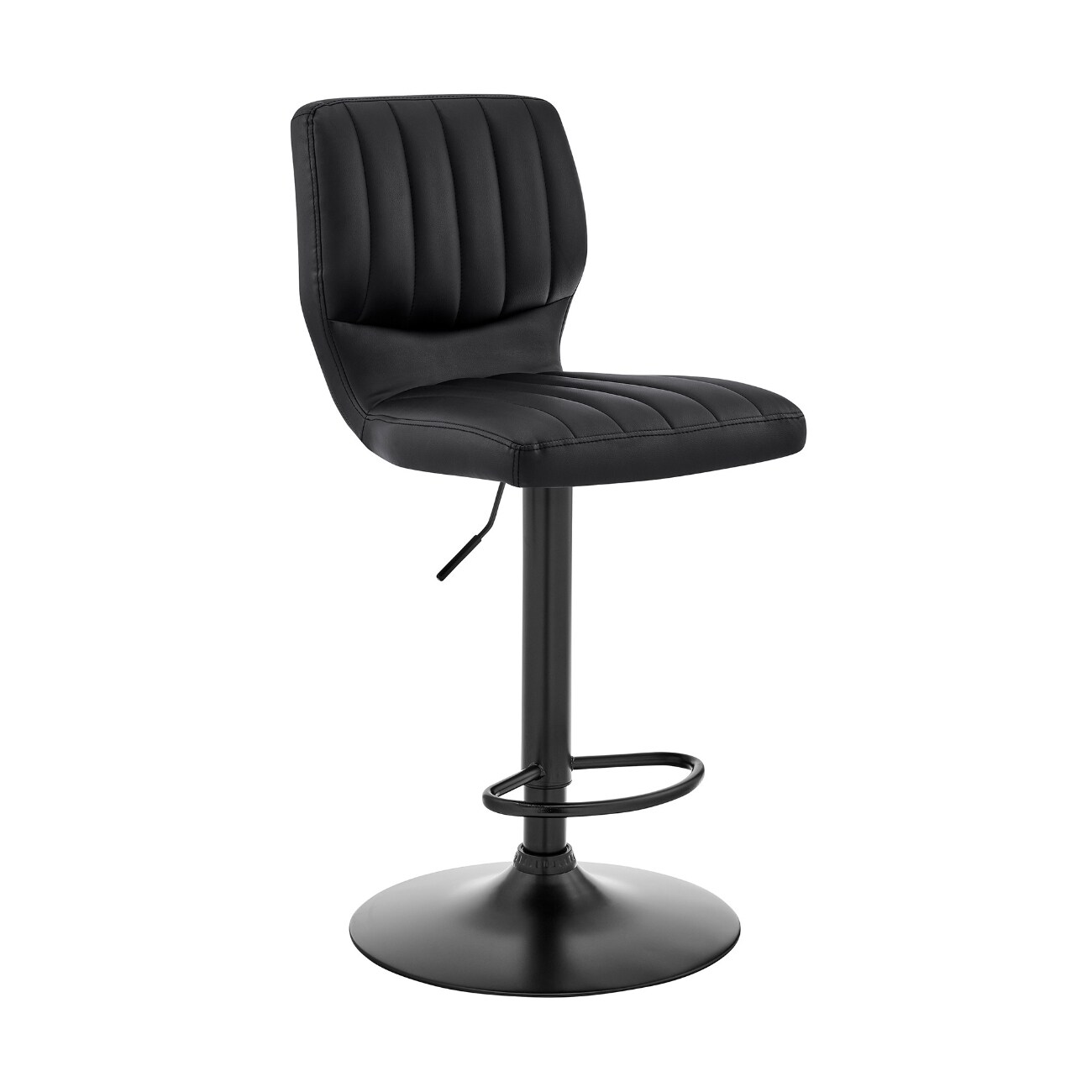 Black 25-in H Counter height Upholstered Swivel Metal Bar Stool Back | - HomeRoots 4000476895