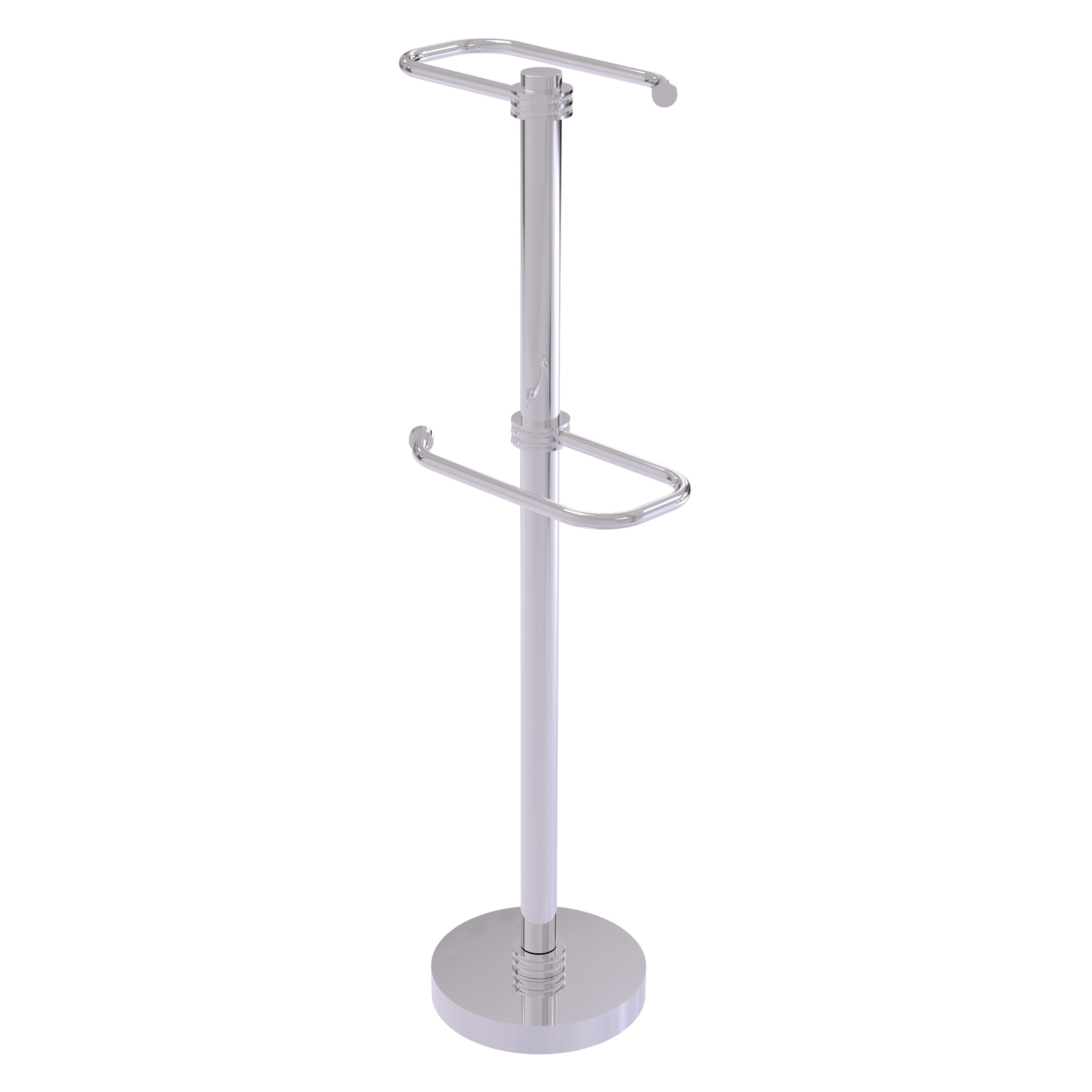Allied Brass TS-26D-PC Polished Chrome Freestanding Single post Toilet Paper Holder 2 -Rolls with Storage