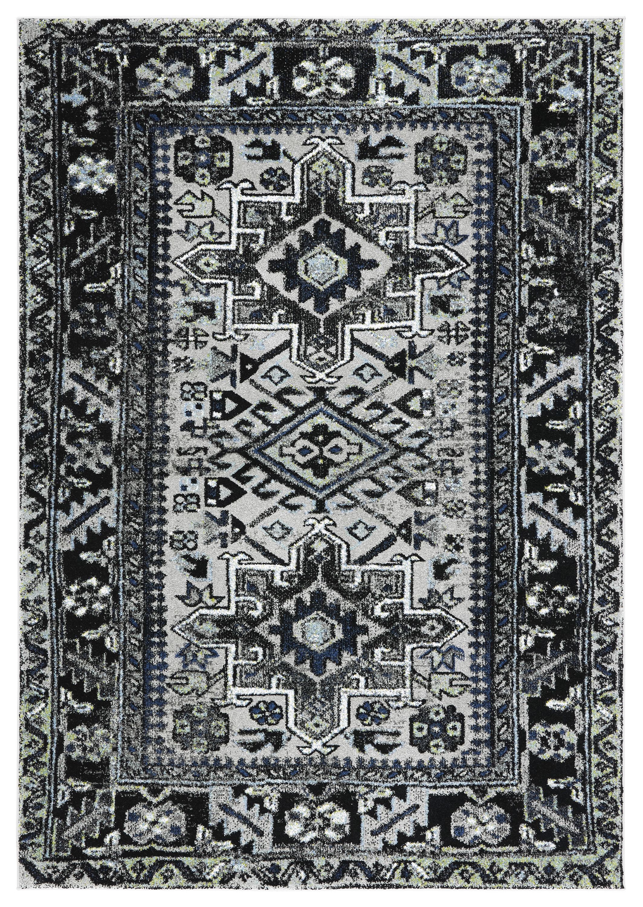 Safavieh VTH211F-5 Vintage Hamadan Jaroslava 5 x 8 (ft) Loomed Polypropylene Light Gray/Dark Gray Rectangular Indoor Geometric Bohemian/Eclectic Area rug