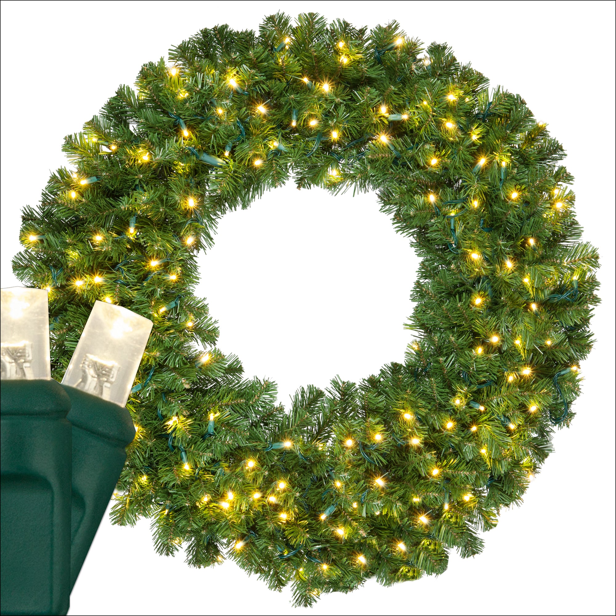 Red Sleigh 74855 48-in Pre-lit Indoor/Outdoor Green Pine Artificial Christmas Wreath