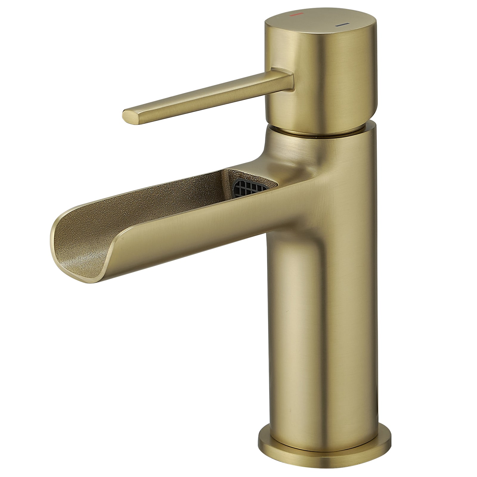 BWE A-96083-BG Brushed Gold Single hole 1-handle WaterSense Waterfall Commercial/Residential Handle Bathroom Sink Faucet with Drain