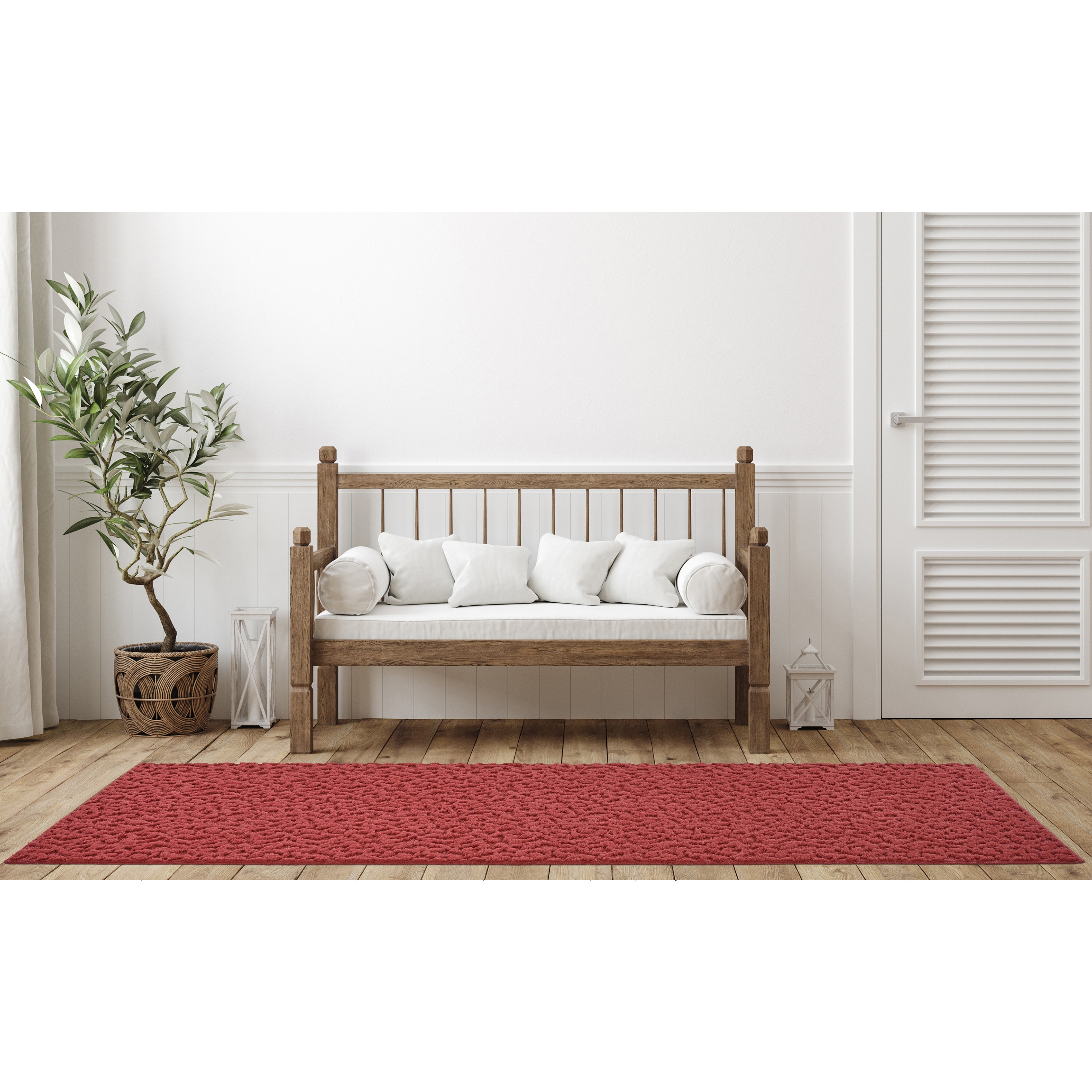 Garland Rug CL010N03609614 Ivy 3 x 8 (ft) Tufted Polypropylene Chili Red Rectangular Indoor Floral/Botanical Farmhouse/Cottage Runner rug