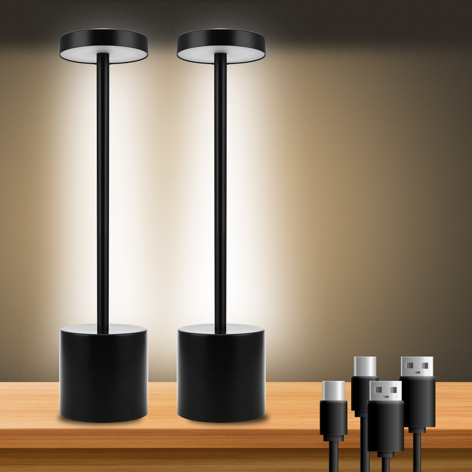YANSUN LA-TD02901ABL-21 Black LED Touch Table Lamp with Metal Shade