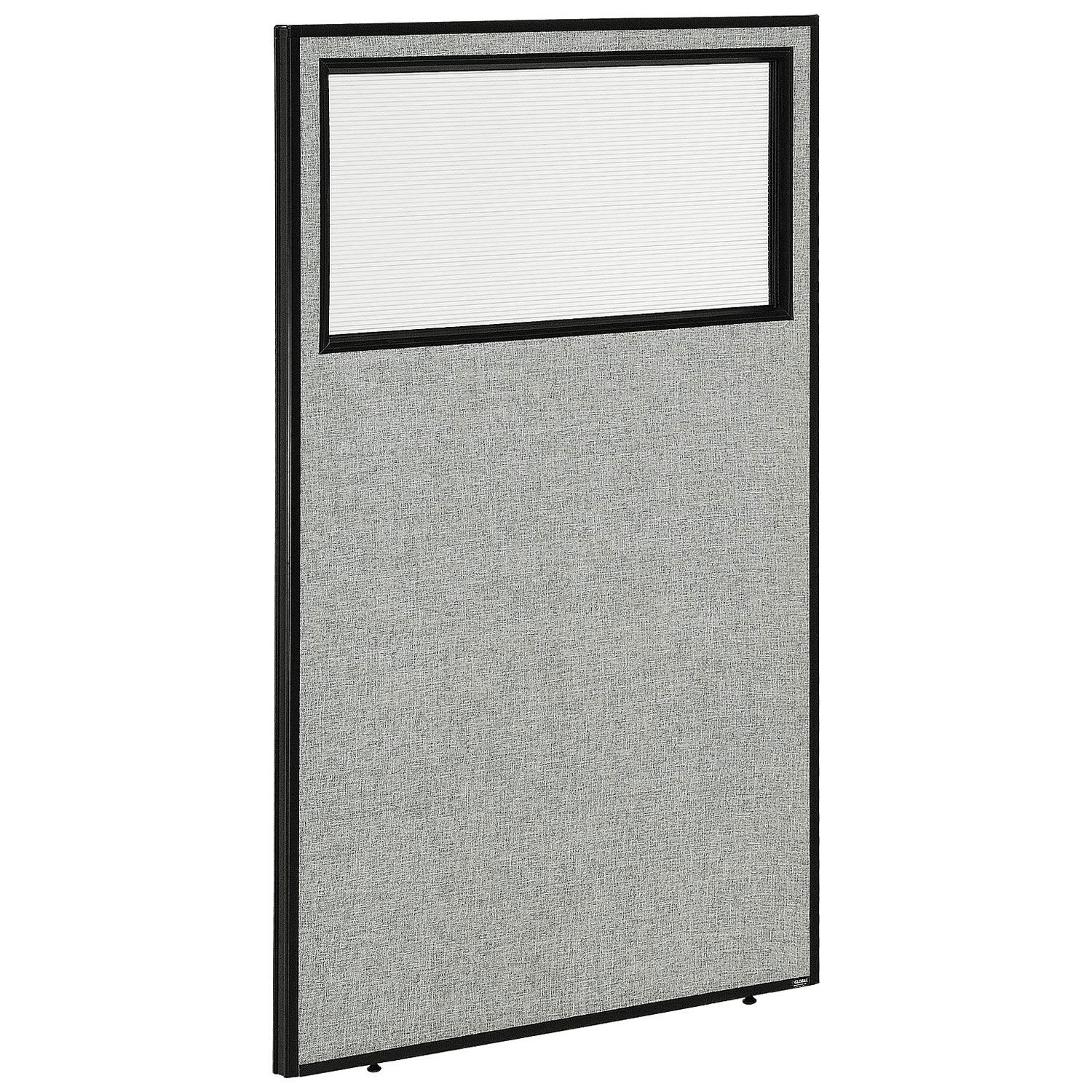 Global Industrial 694659WGY 36-14-inW x 60-inH Office Partition Panel with Partial Window Gray