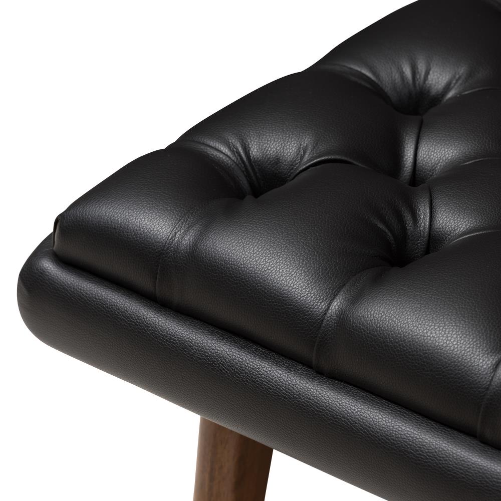 Baxton Studio Annetha Midcentury Black Faux Leather Ottoman in the