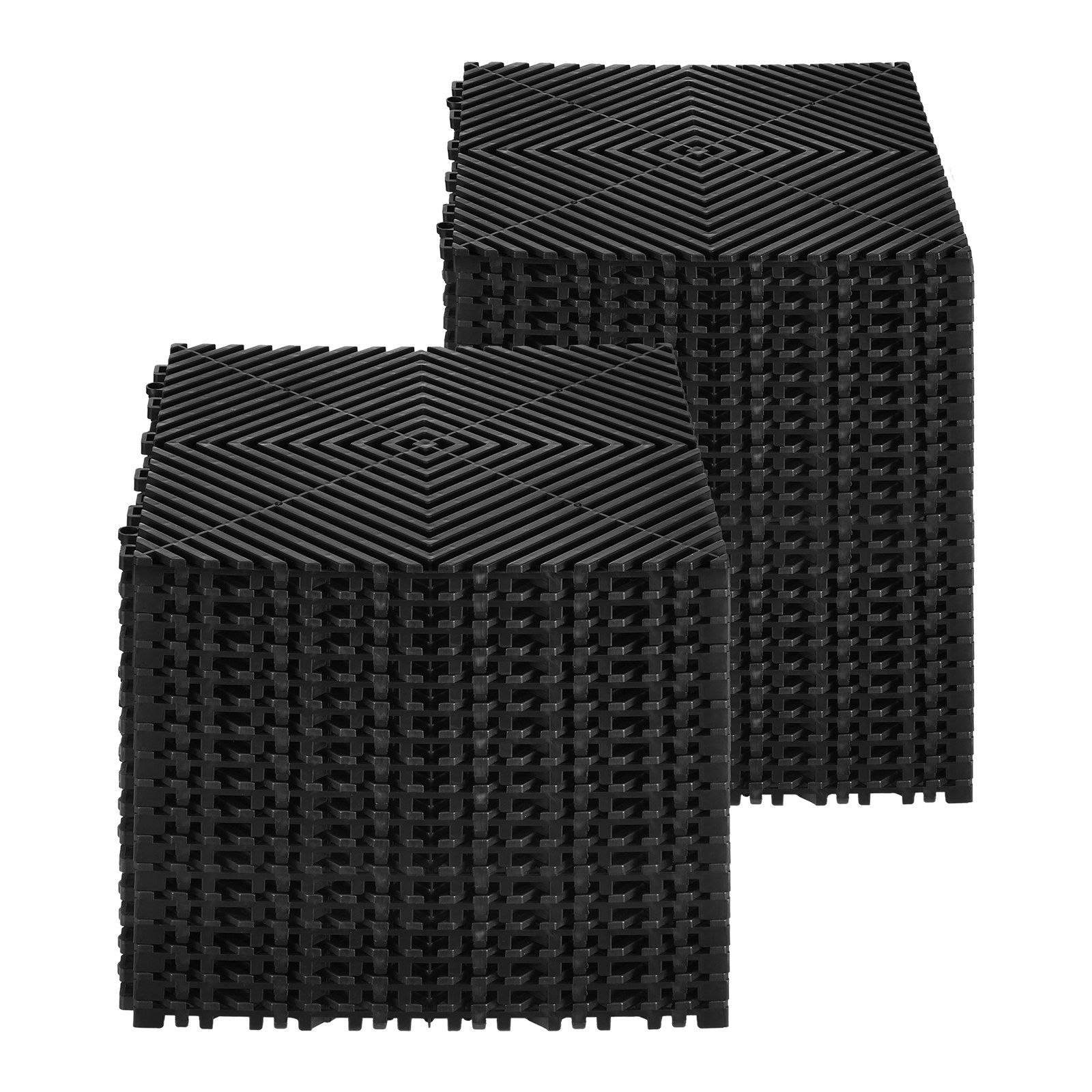 Slickblue 12-in x 12-in 40-Pack Black/Gray Smooth PP Interlocking Garage Drainage Floor Tiles for Kitchen Outdoor and Moisture-Prone Areas (40 sq. ft.)