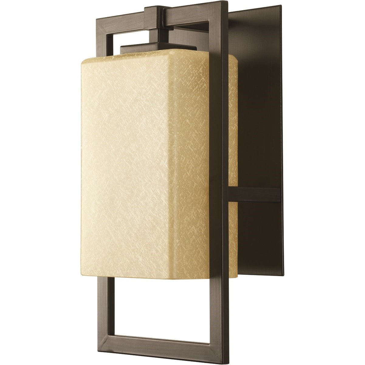 Antique Bronze Rectangular Outdoor Wall Sconce with Linen Glass Shade